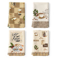 Arquiel Coffee Kitchen Towels | 100% Cotton Quick Dry Dishcloths | Set of 4