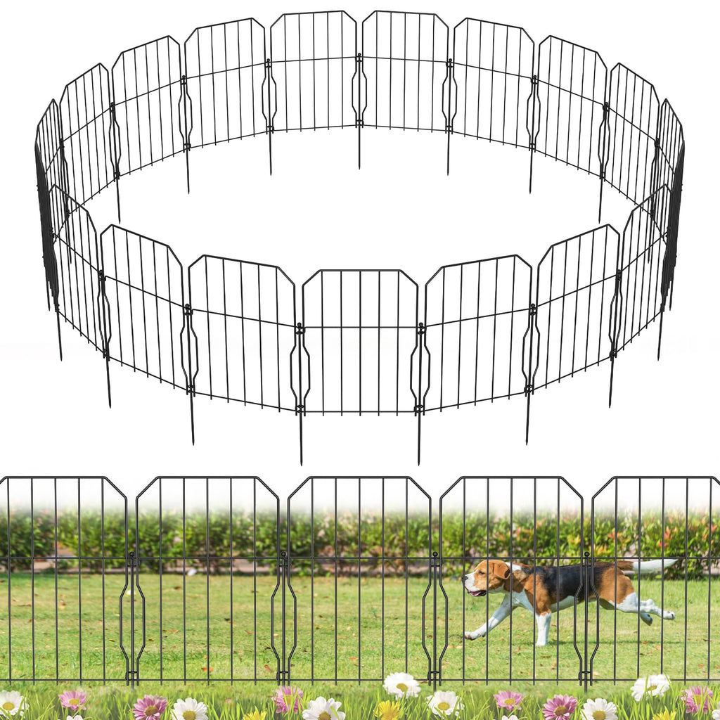 WELDUN Metal Garden Fence - 19 Pack Decorative Animal Barrier, 590cm Long