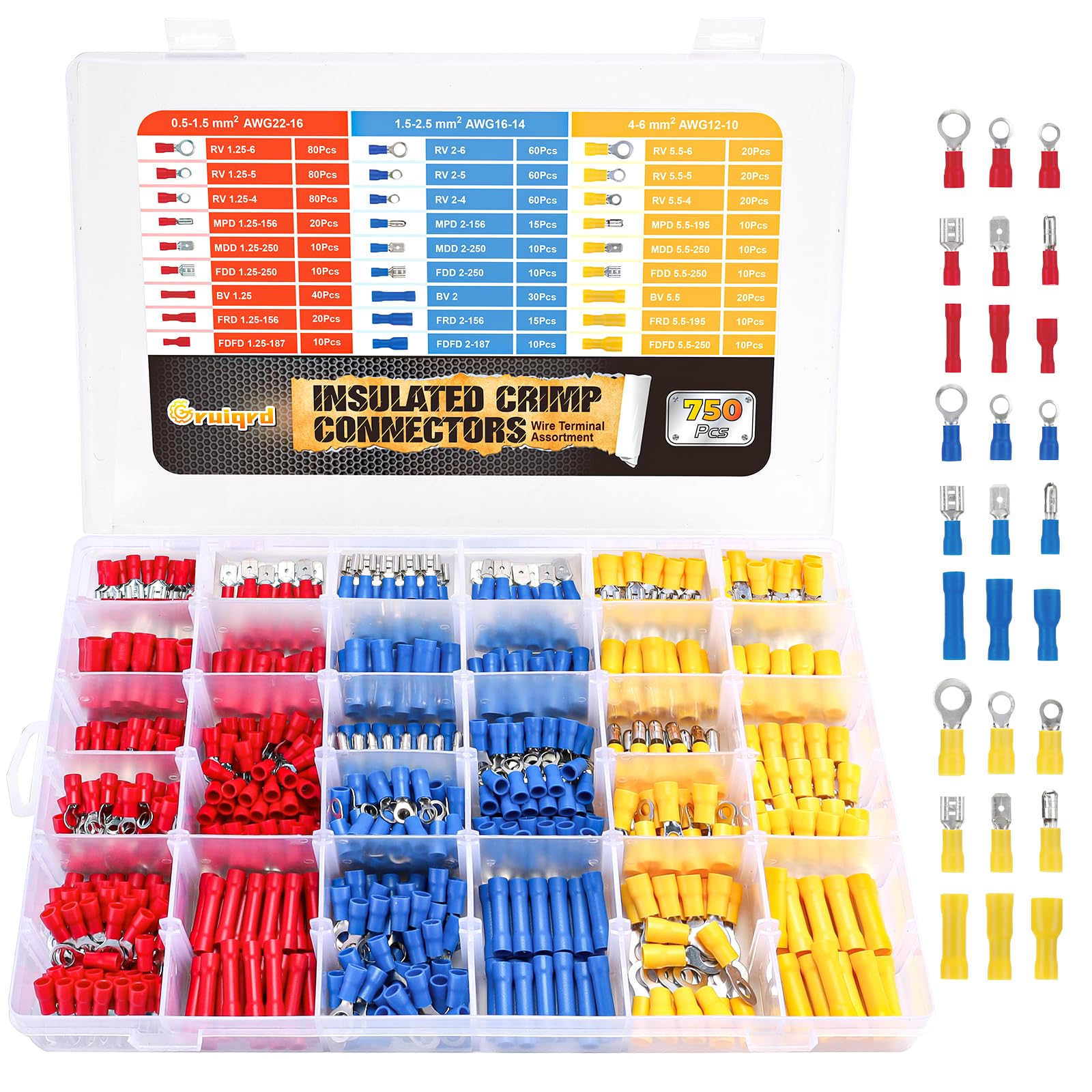 Jolof Store 750Pcs Insulated Electrical Crimp Terminal & Connector Kit