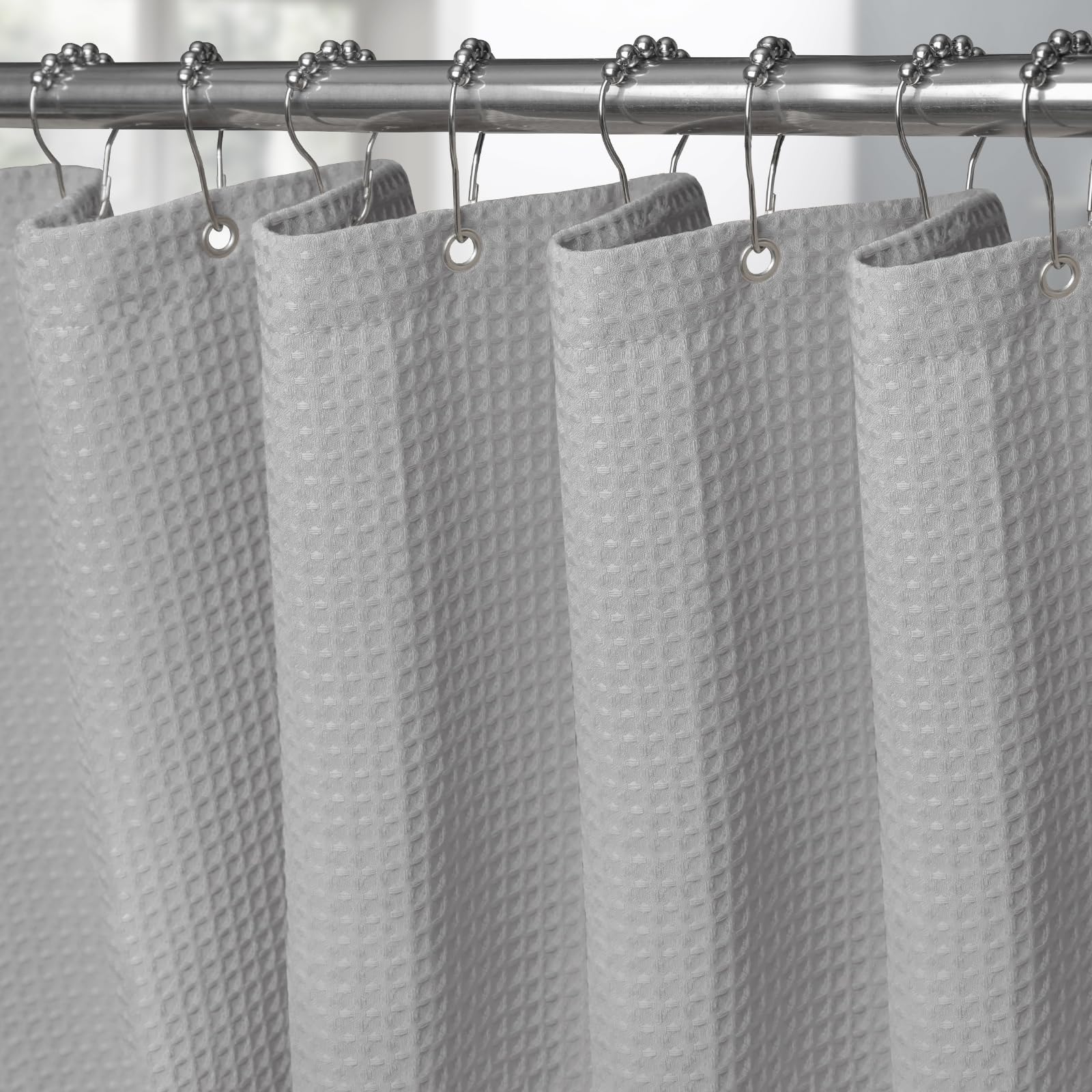 VANZAVANZU Narrow Waffle Fabric Shower Curtain - Waterproof 92x182cm