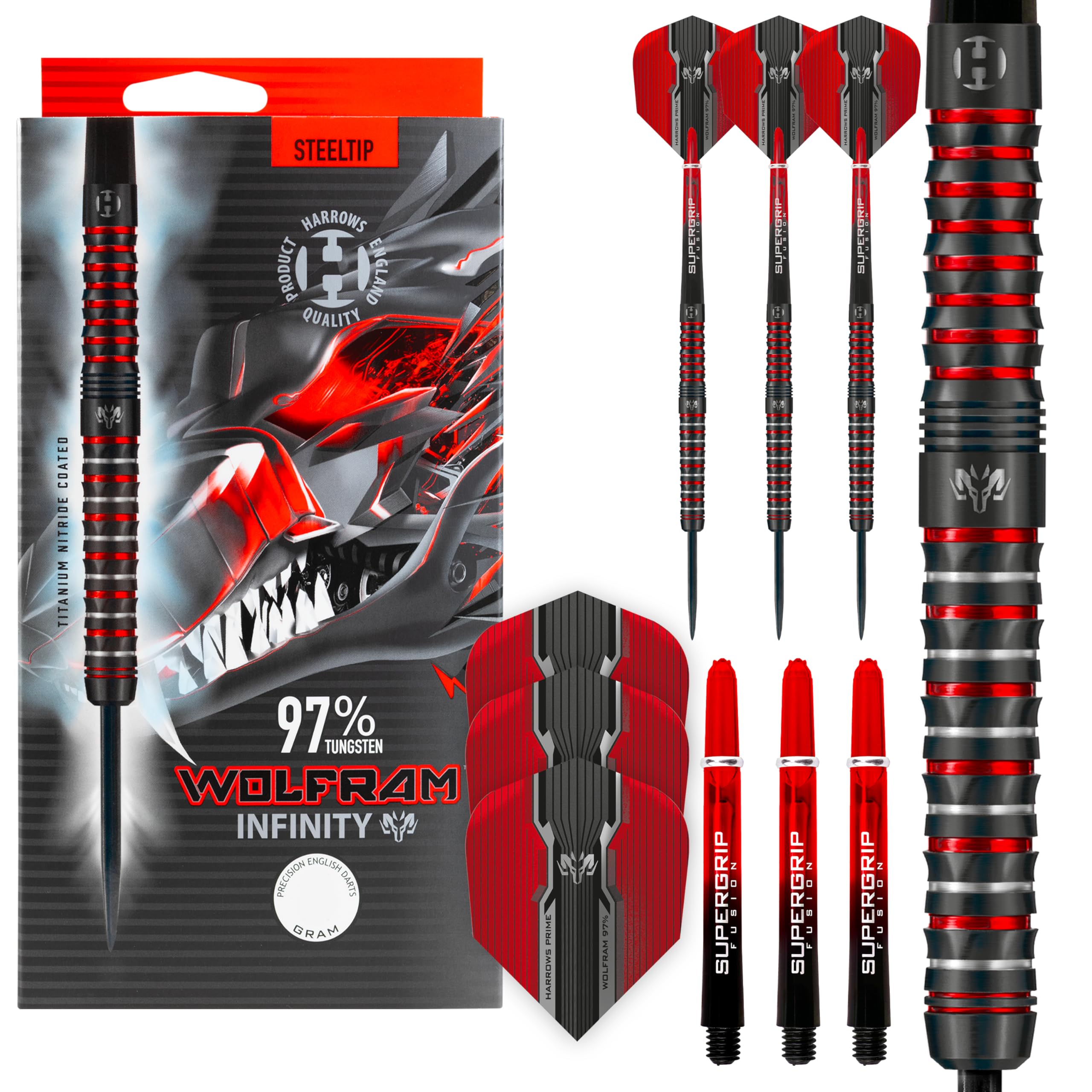 Harrows Wolfram Infinity 97% Tungsten Steel Tip Darts Set – 21g