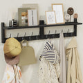 AMBIRD 87cm Extra Wooden Wall Coat Rack with Shelf - Elegant and Functional Wall-Mounted Storage Solution with 10 Hooks for Coats, Hats, Keys - image 1