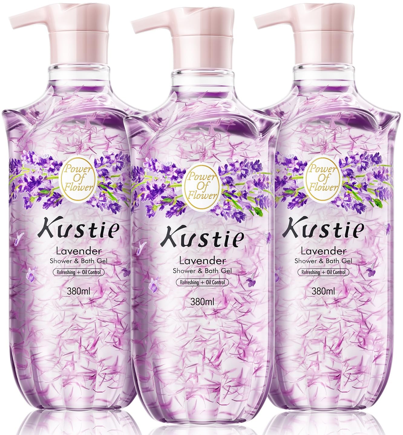 Kustie Lavender Petal Body Wash with Tea Tree Oil - 3x380ml Value Pack