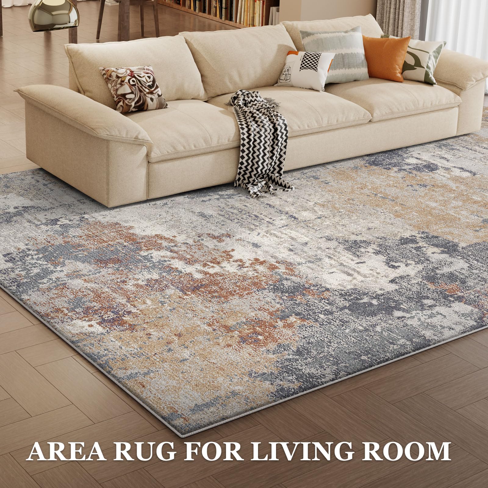 Vamcheer Modern Abstract Area Rug – 10mm Thick Sponge Non-Slip Carpet