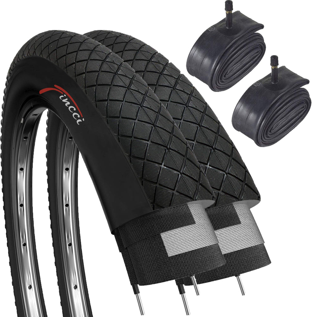 Fincci 20 x 1.95 BMX Bike Tyres | Set of 2 Tires with Schrader Inner Tubes