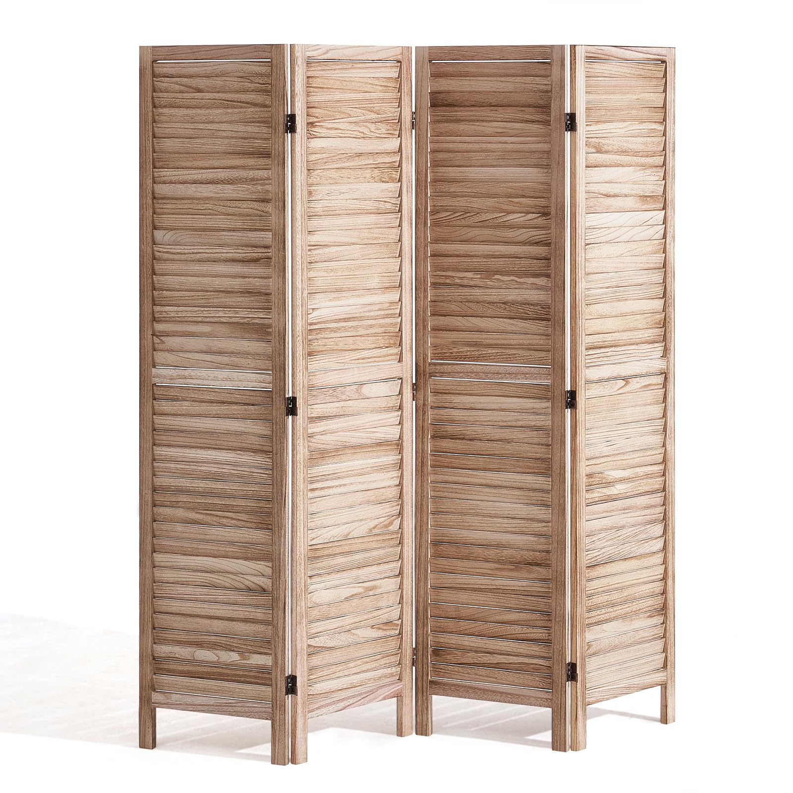 VEVOR 4-Panel Wood Room Divider | 67" Folding Louvered Privacy Screen