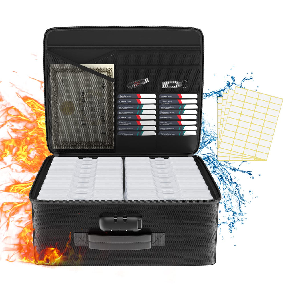 Tamfile Fireproof Photo Storage Box | 18 Case Organizer with Lock for 4x6