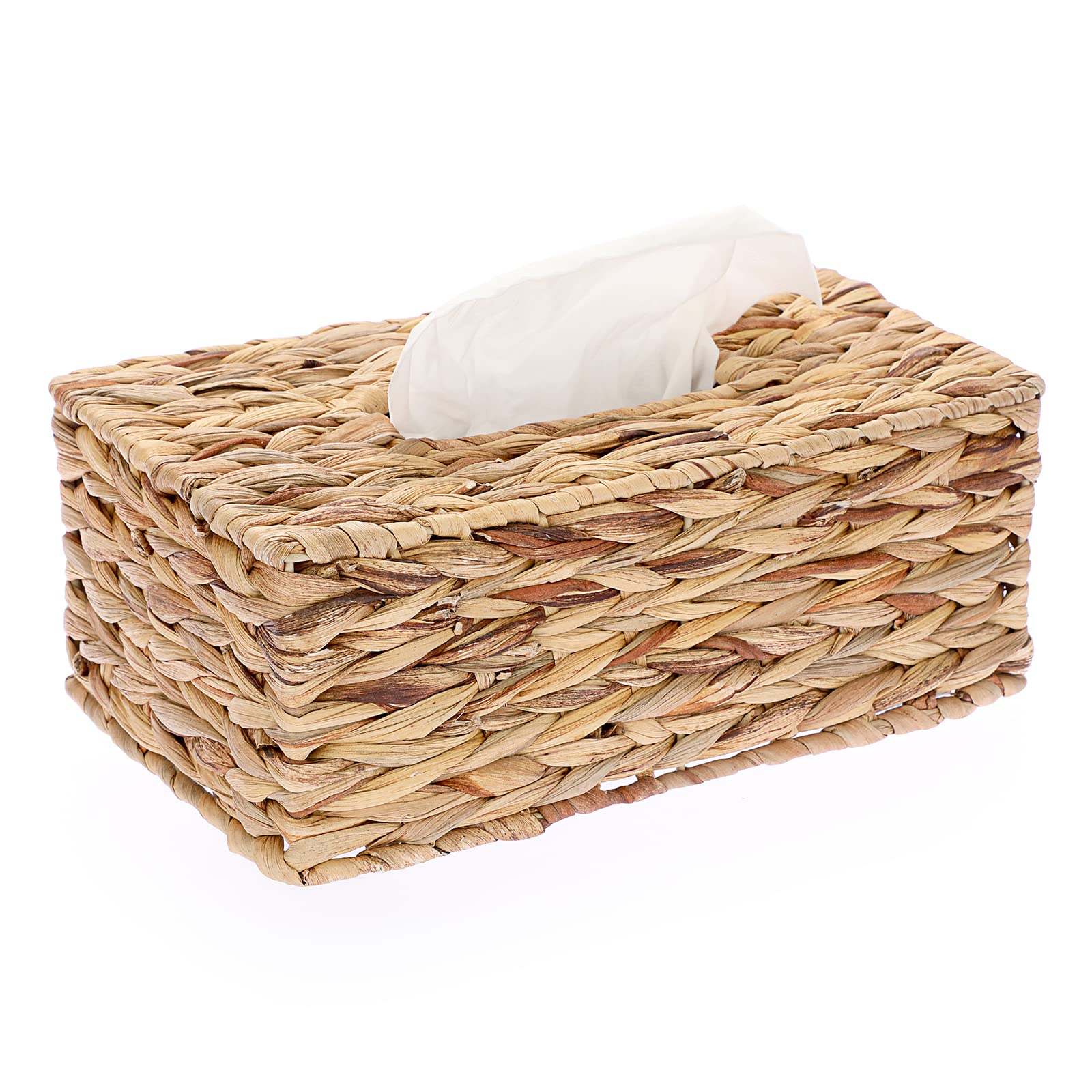 BSTKEY Water Hyacinth Facial Tissue Cover | Hand Woven Rectangular Holder
