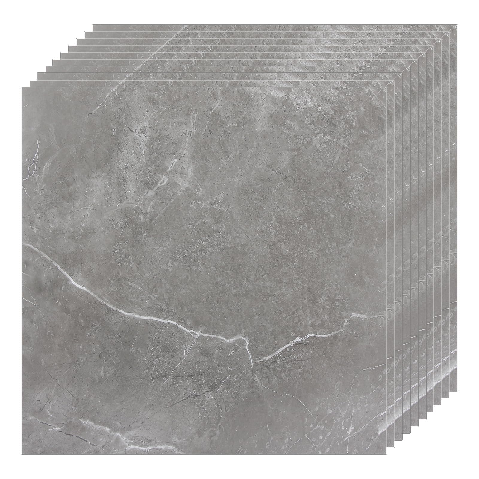 CYEER 40-Pack Grey Marble Vinyl Floor Tiles – Waterproof Peel and Stick