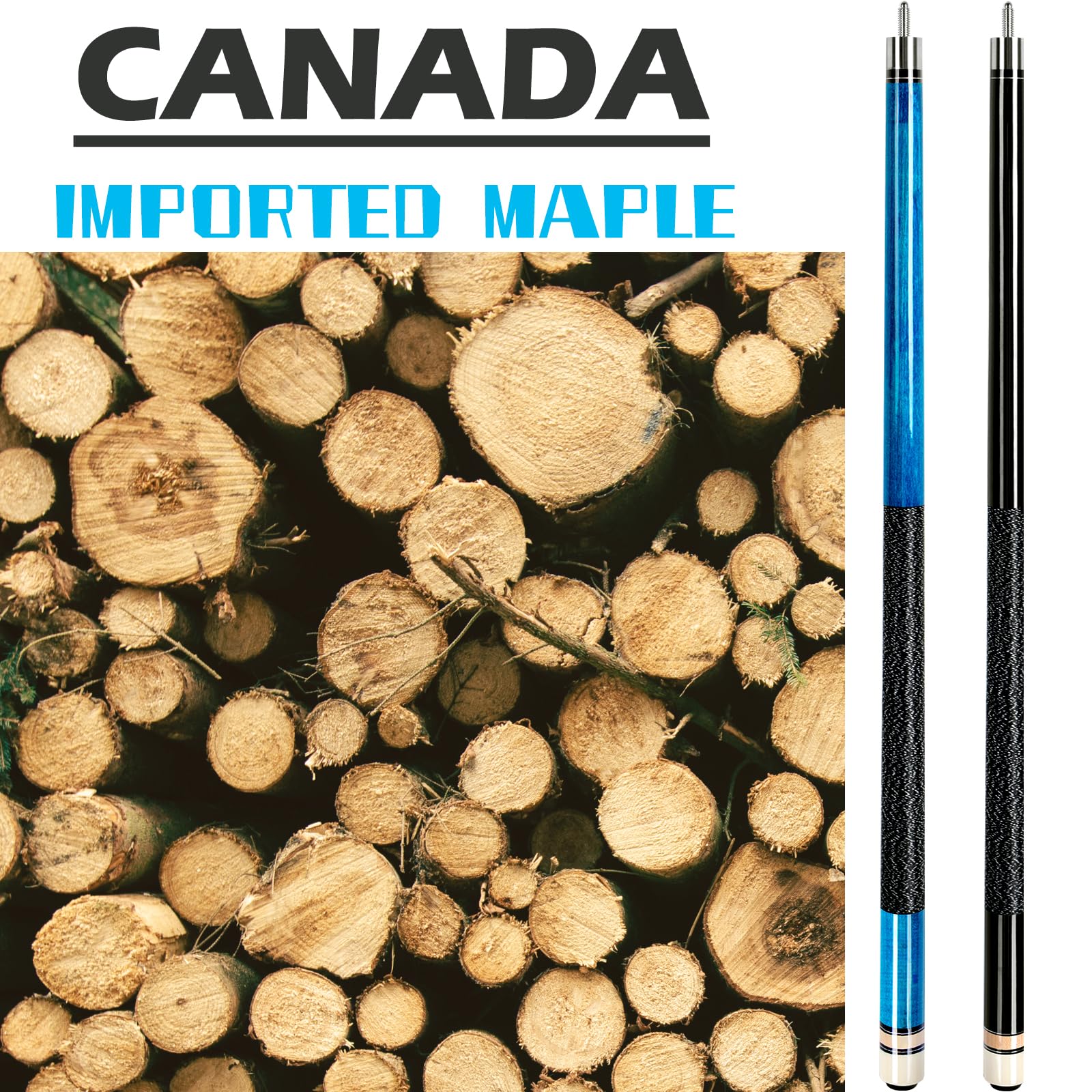 Aklot 58" Canadian Maple Pool Cue Stick | Carbon Fiber Design, 13mm Tip