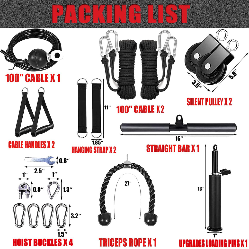 Cable Pulley System - Home Gym LAT Pull Down Strength Equipment