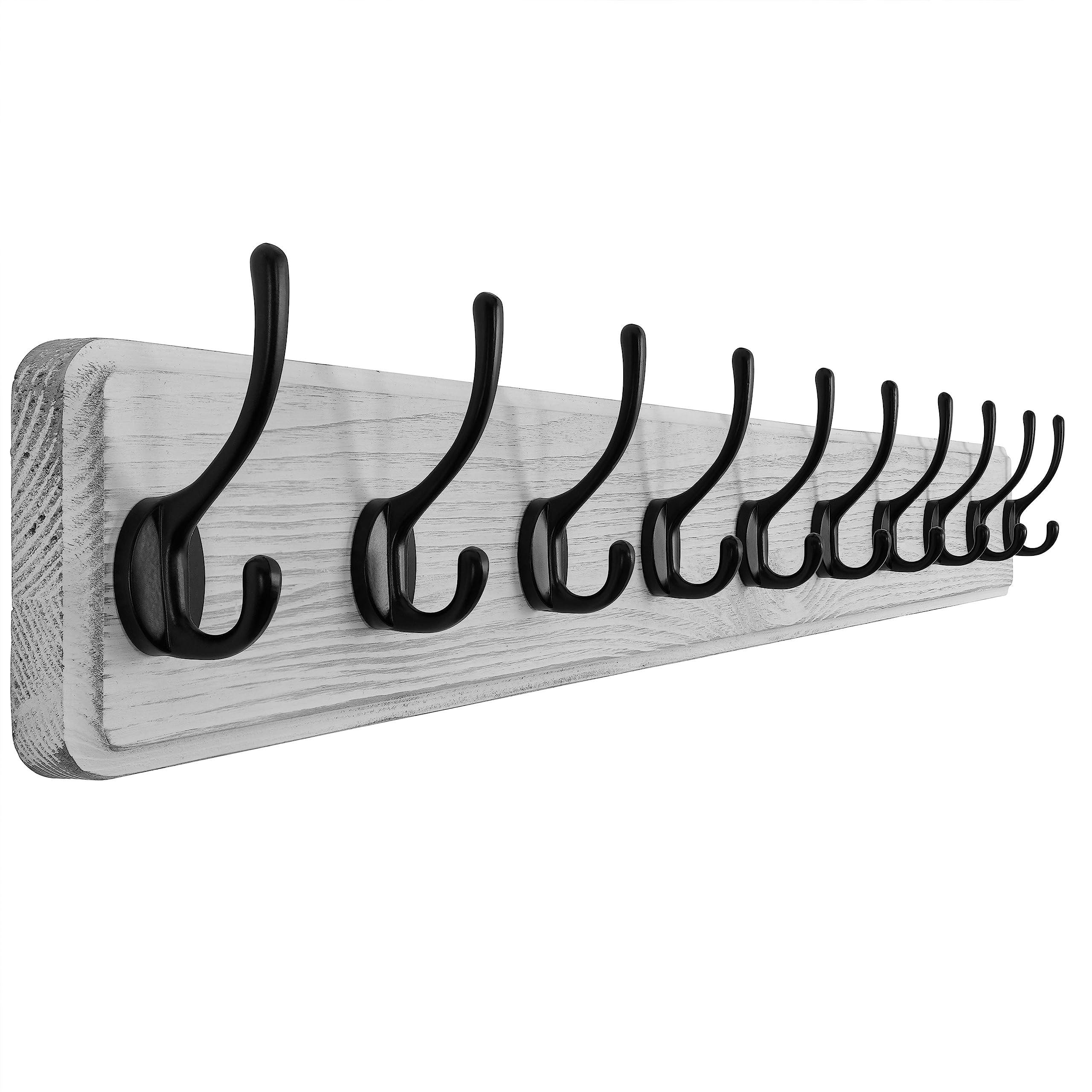 SKOLOO Farmhouse Wall Mounted Coat Rack | 10 Hook Rustic Pine Wood Hanger