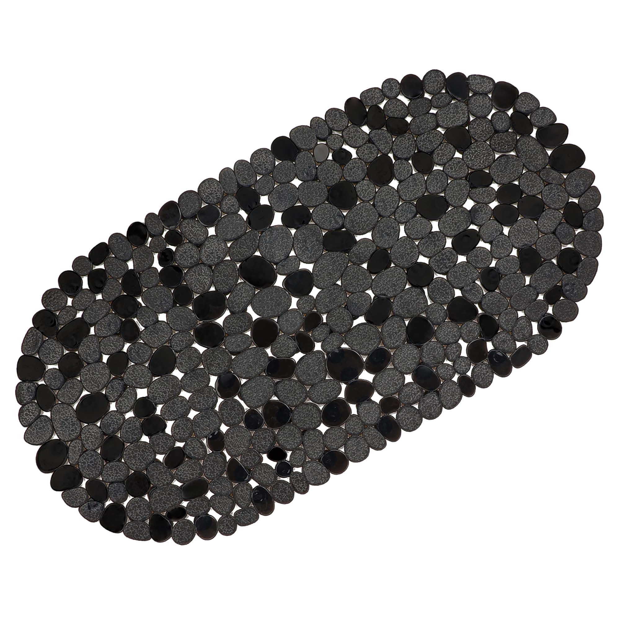 WELTRXE Non-Slip Oval Bathtub Mat | Anti-Mould PVC Shower Mat, Black