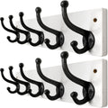 Rustic Wood Coat Rack – 5 Cast Iron Wall Hooks, 2 Pack