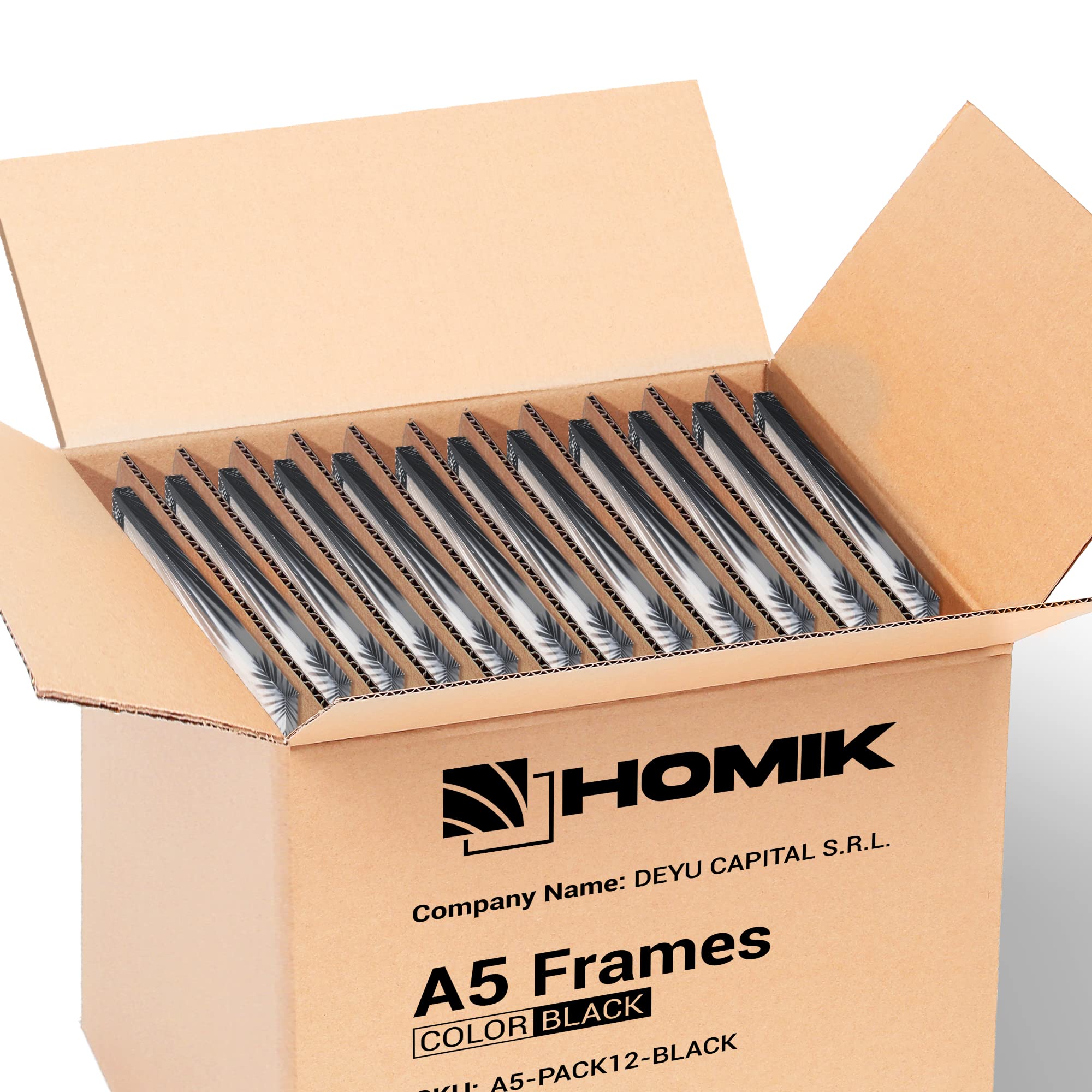 HOMIK A5 Black Picture Frames – Set of 12 MDF Wall Photo Frames