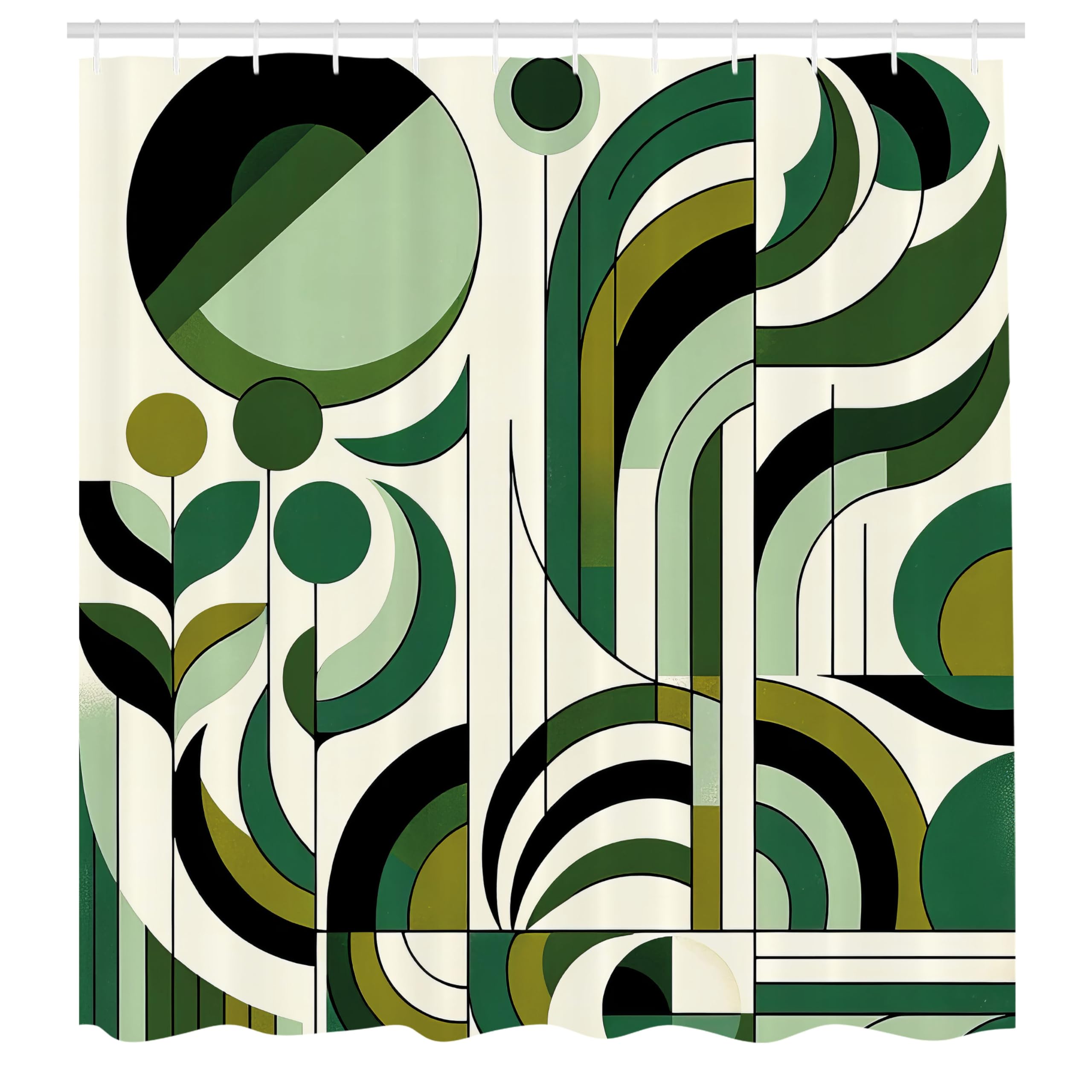 Abakuhaus Mid Century Modern Shower Curtain | Leafy Abstract Fabric