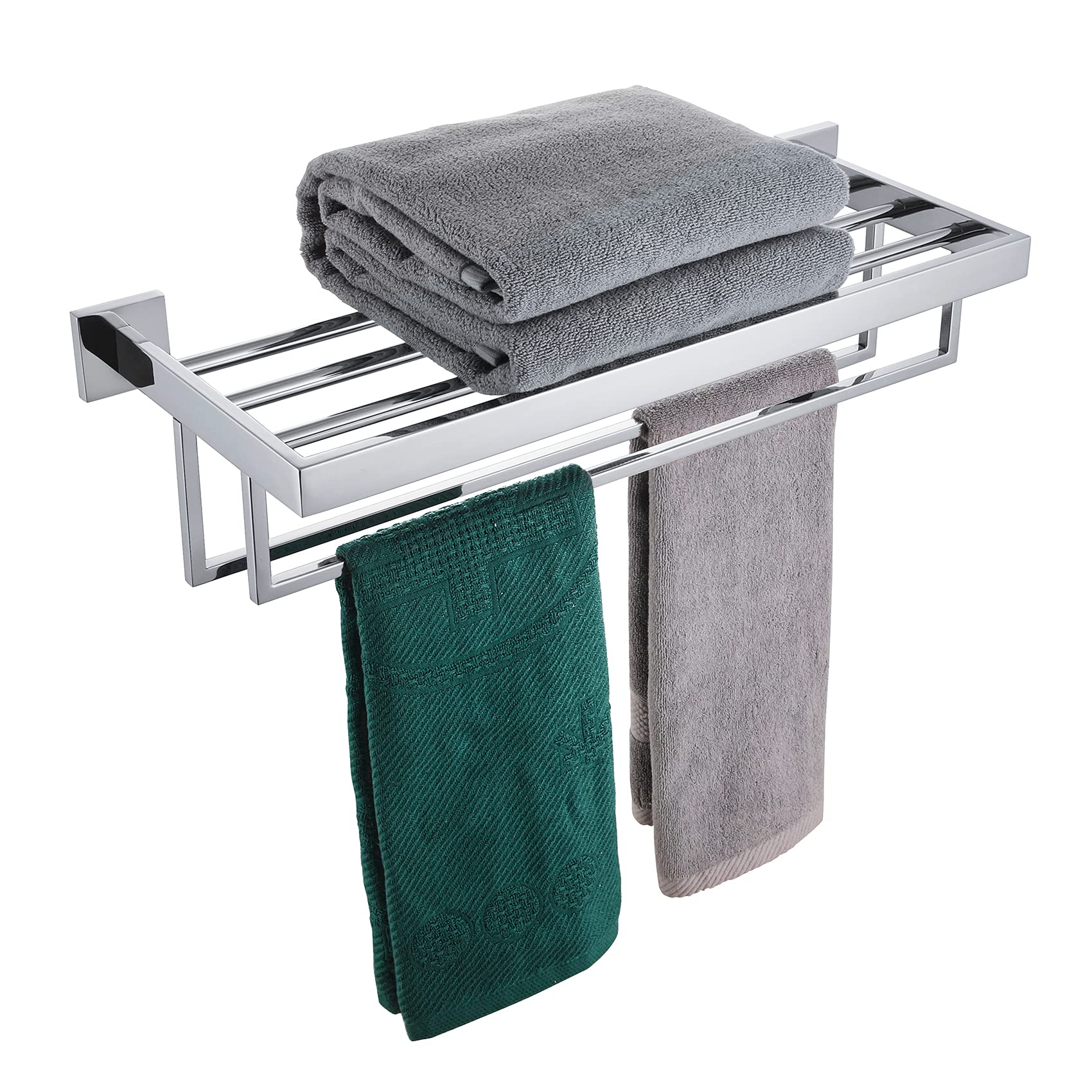 KOKOSIRI 24'' Bathroom Towel Shelf | SUS304 Stainless Steel Rack, Chrome