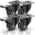 GBL Heavy Duty 50mm Castor Wheels - Set of 4 Rubber Furniture Casters