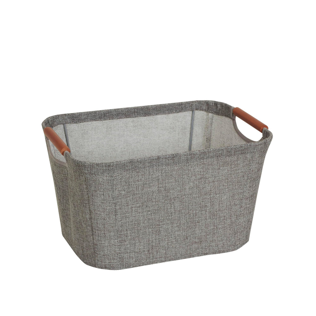 Household Essentials 623 Small Tapered Soft-Side Storage Bin with Wood Handles, Gray, Grey - image 1