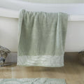 Dreams & Drapes Sage Green Leaf Bath Sheet – 100% Cotton Zero Twist