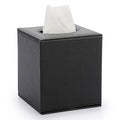 BTSKY PU Leather Square Tissue Box Cover – Textured Cube Napkin Holder