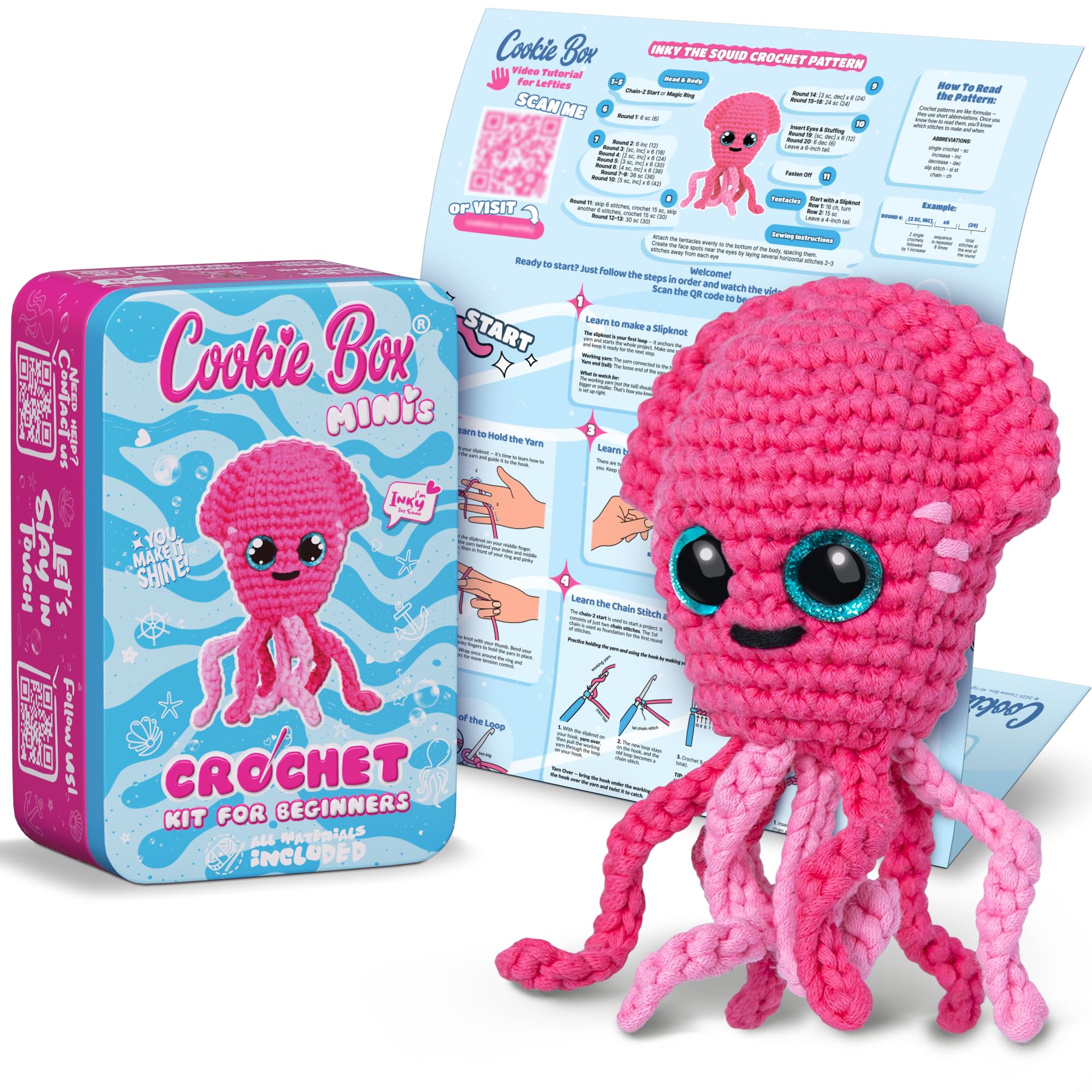 Jolof Store Squid Inky Amigurumi Crochet Kit for Beginners – DIY Plushie