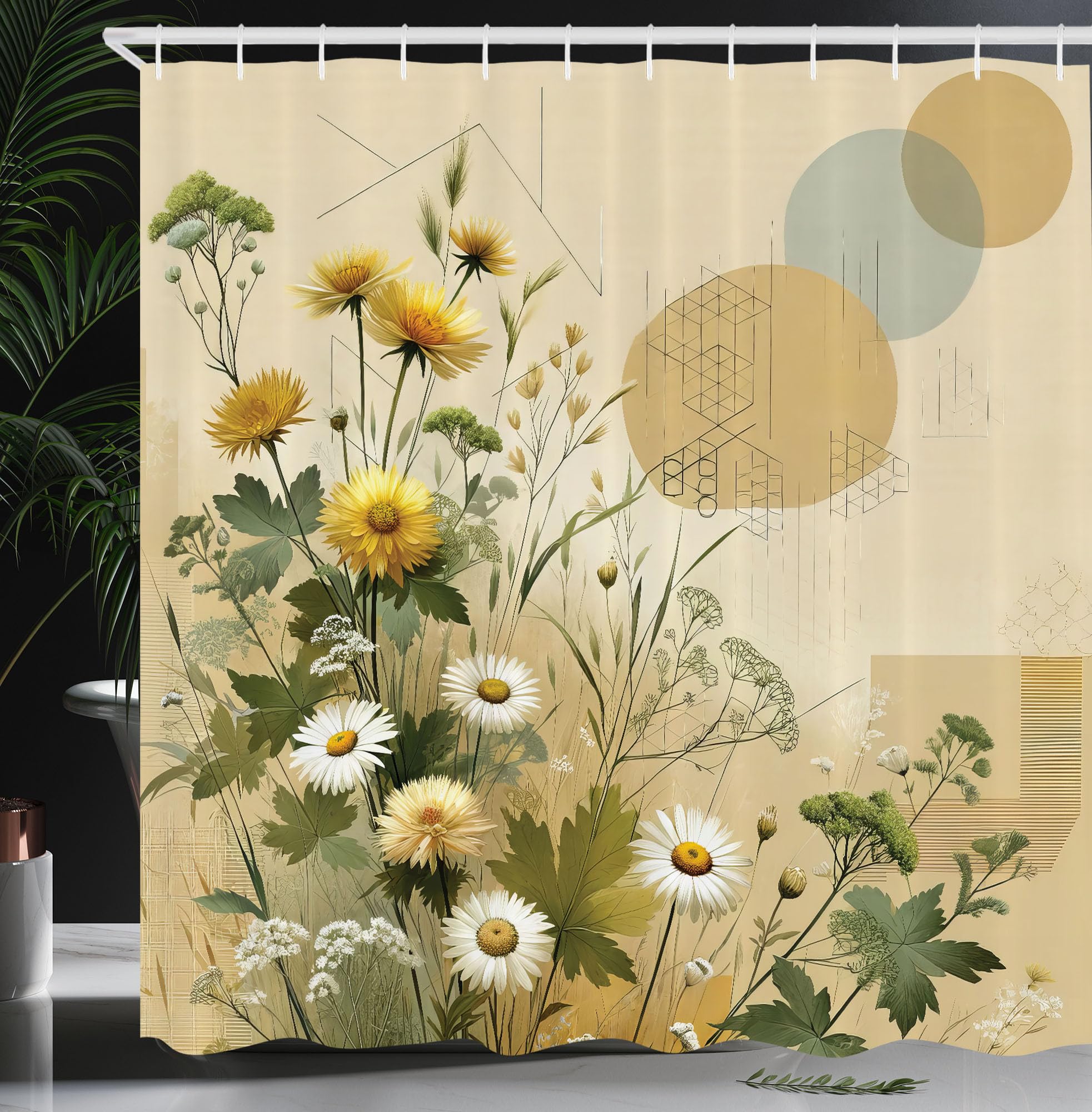 Abakuhaus Floral Eucalyptus Shower Curtain | Waterproof Fabric, 175x200cm