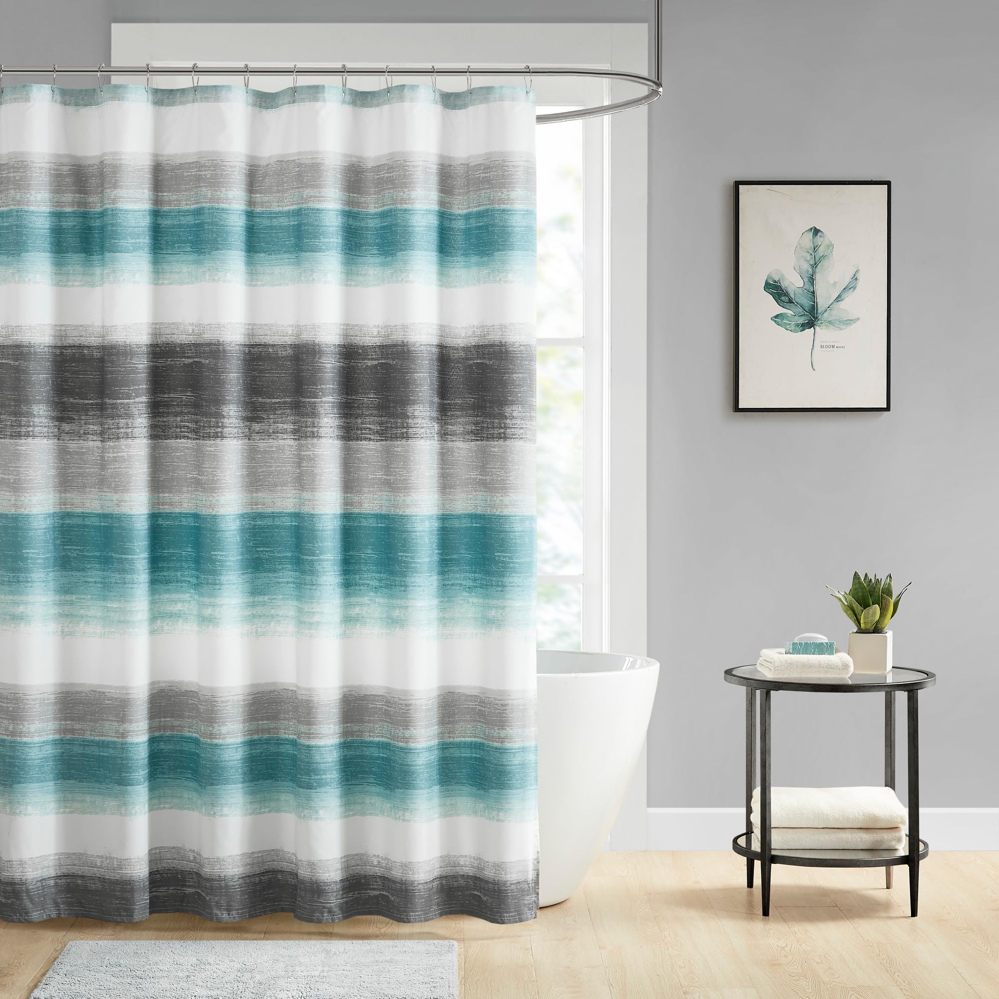 Madison Park Saben Watercolor Shower Curtain | Blue Microfiber 72x72