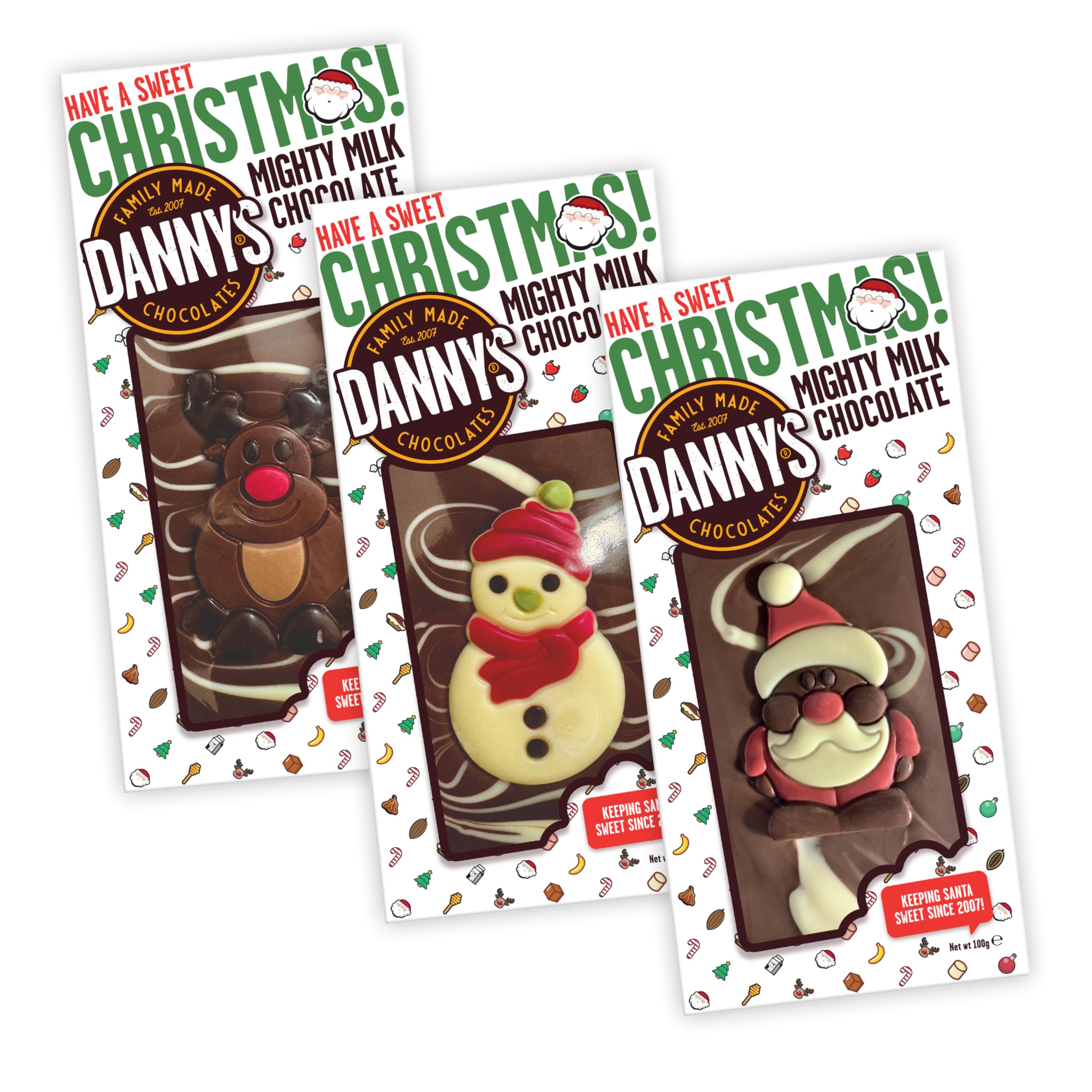 Danny's Christmas Chocolate Gift Box – 3 Large 100g Holiday Bars