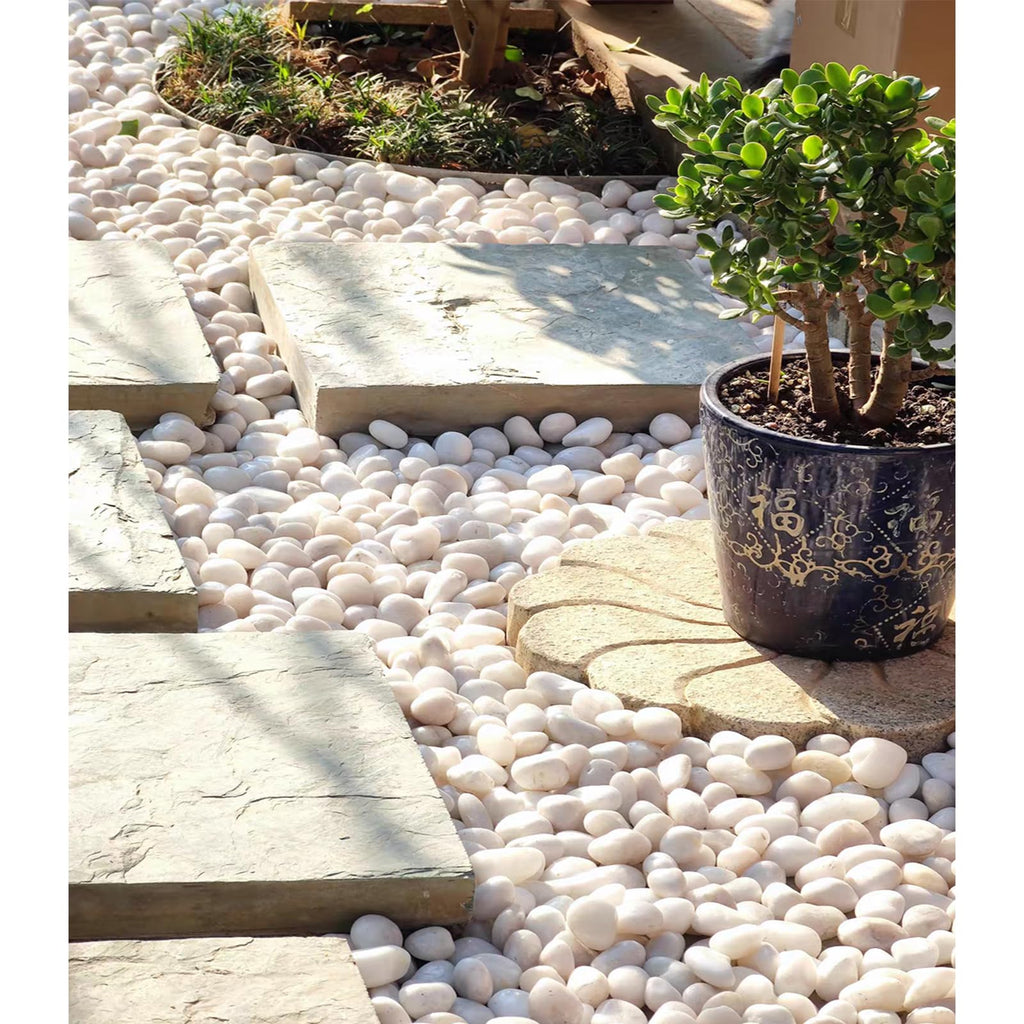 FANTIAN White Decorative Stones – 9.1kg Natural Pebbles for Garden