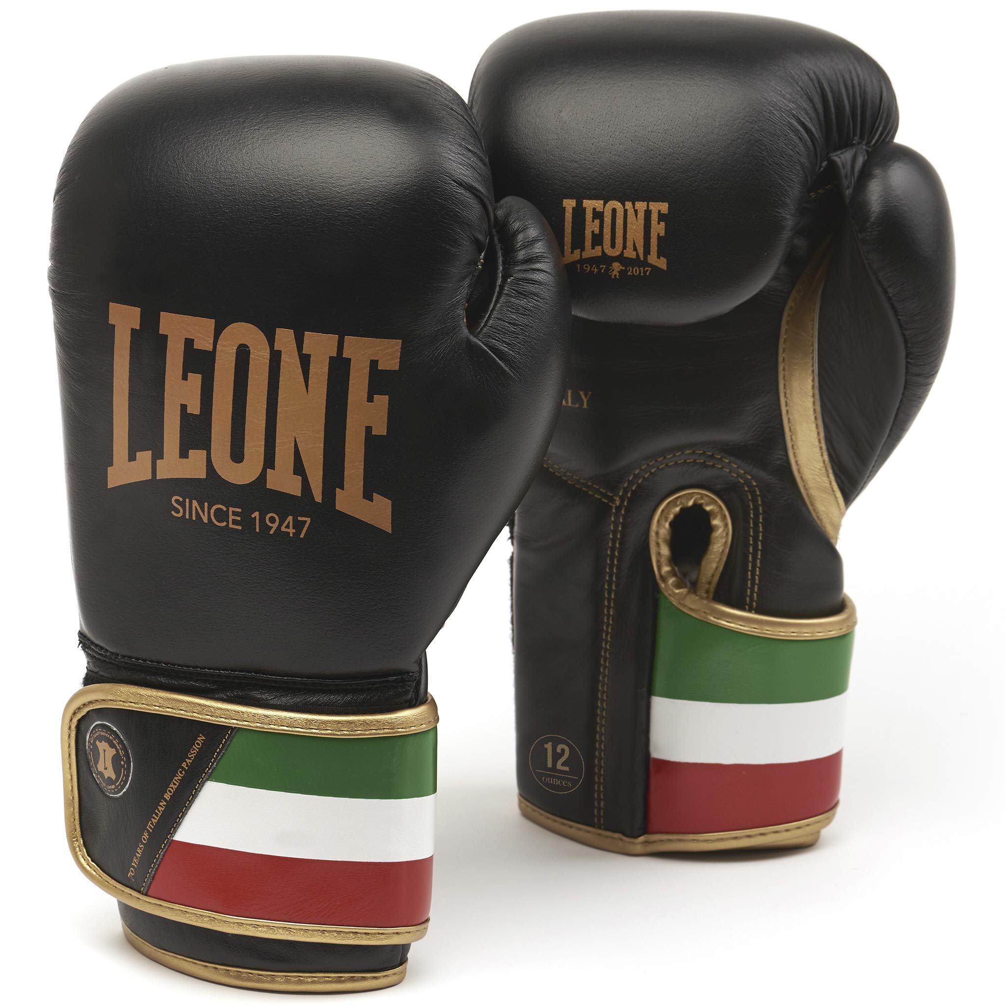 Leone 1947 Boxing Gloves – Black 12oz Shock Absorption Training Gear