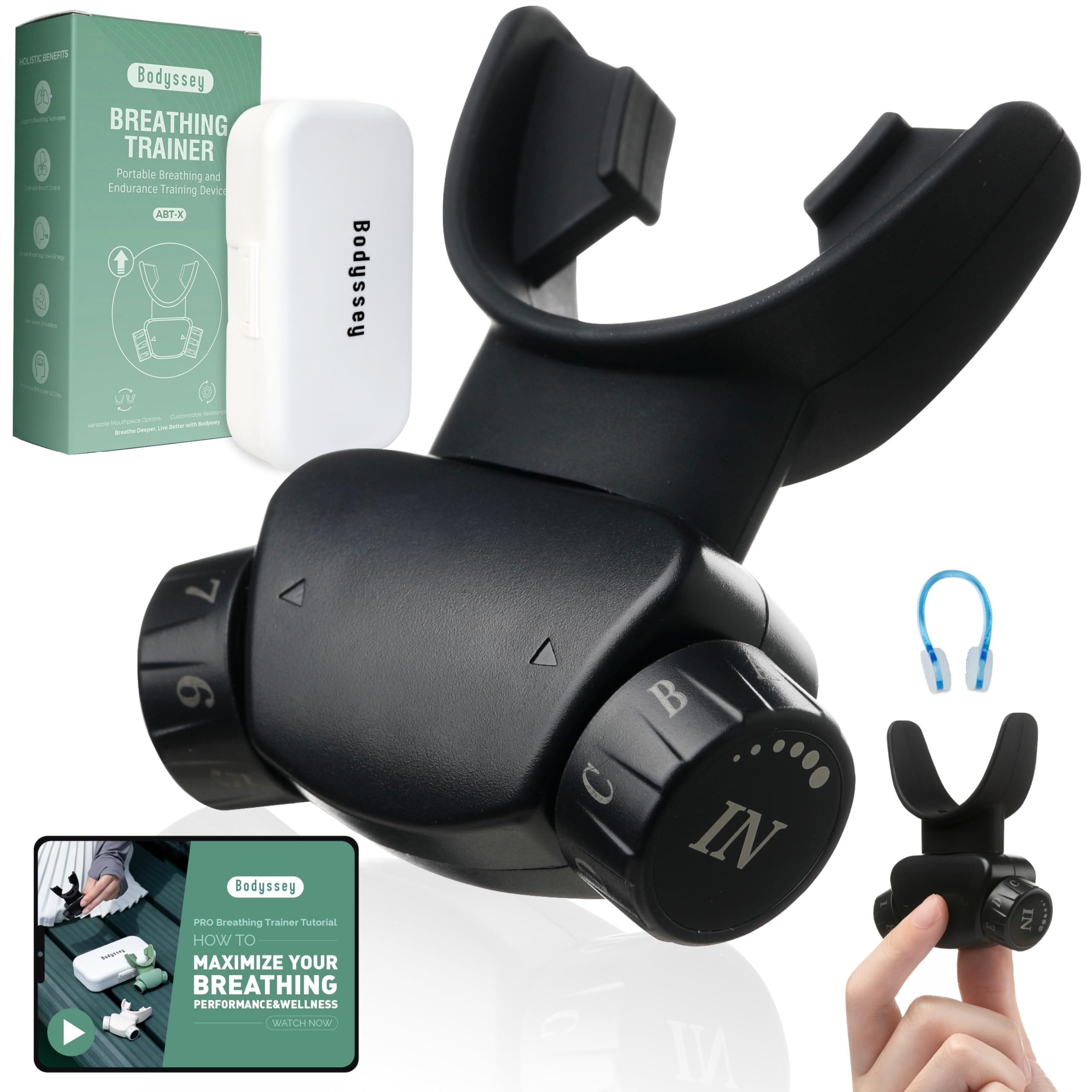 Bodyssey Respiratory Trainer – Adjustable Breathing Device, Matte Black