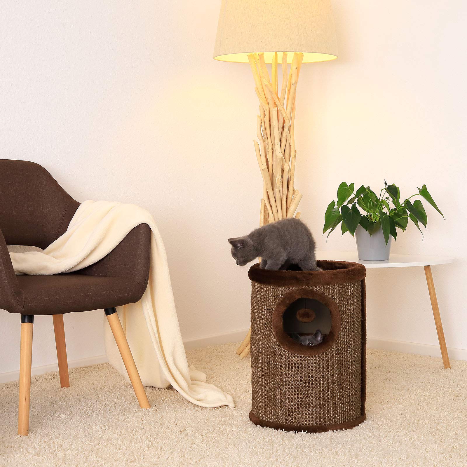 Dibea Cat Scratching Barrel – 50cm Sisal Scratching Tree in Brown