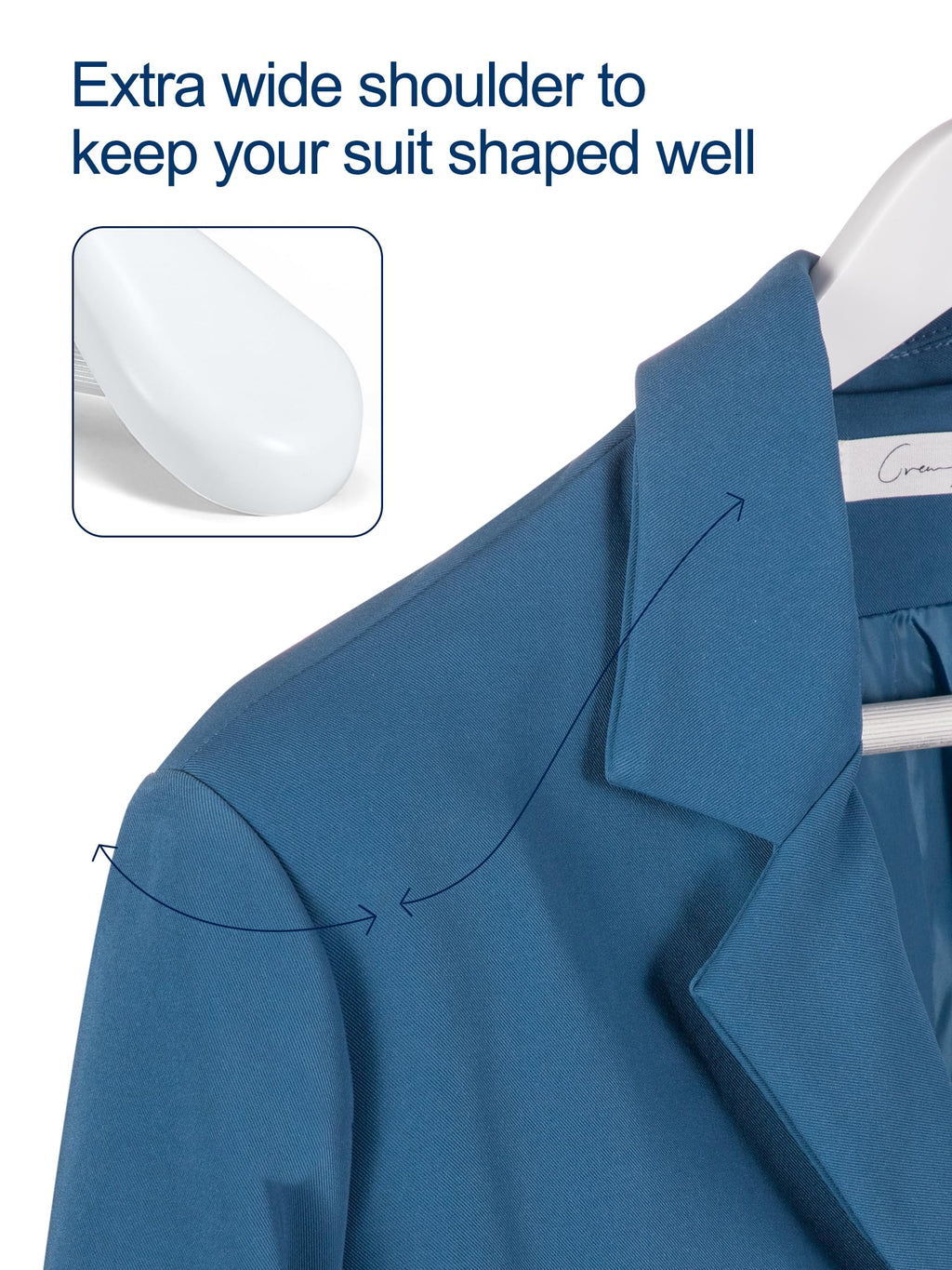 HOUSE DAY Wide Shoulder Wooden Suit Hangers with Non-Slip Pants Bar
