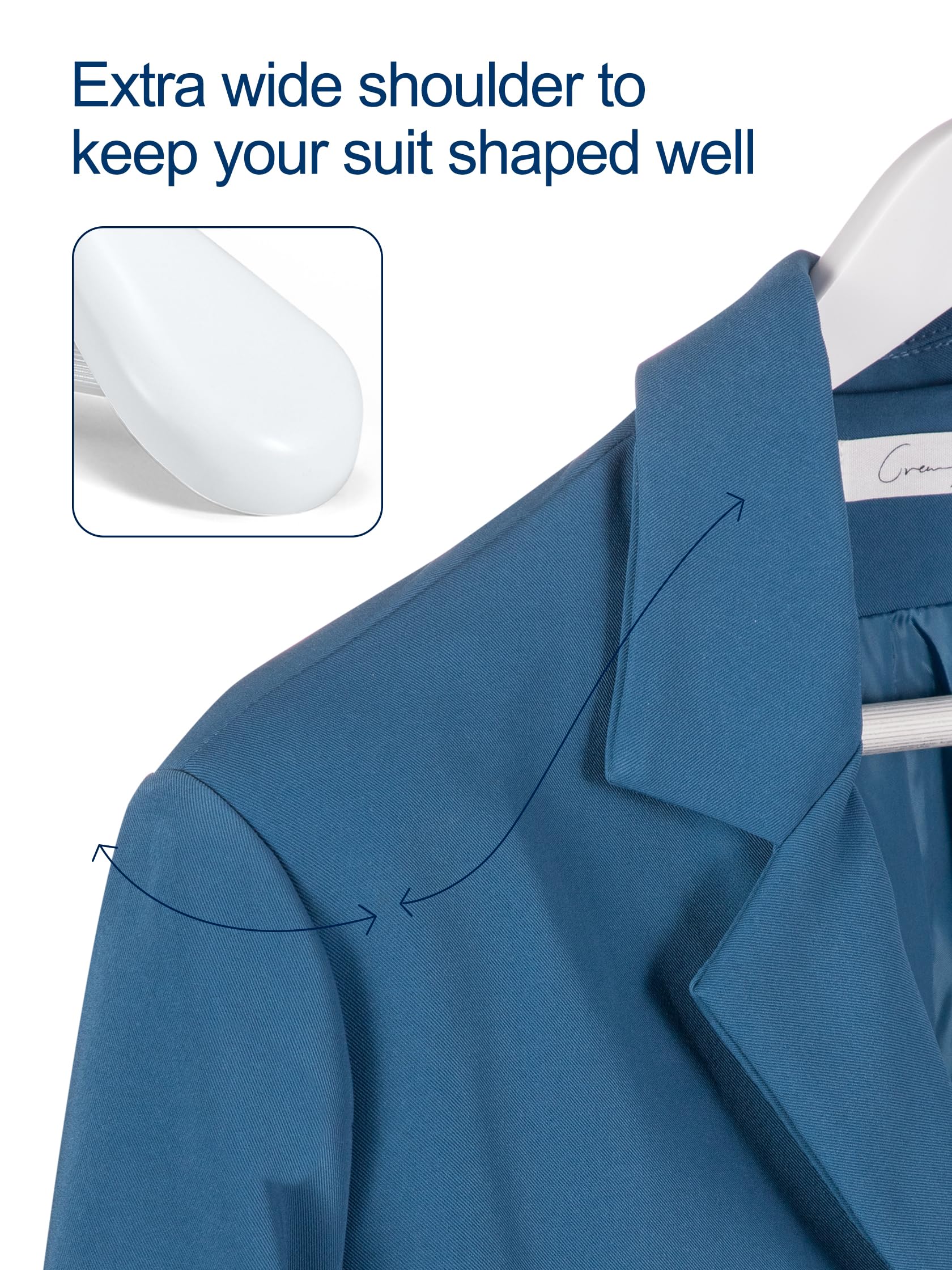 HOUSE DAY Wide Shoulder Wooden Suit Hangers with Non-Slip Pants Bar
