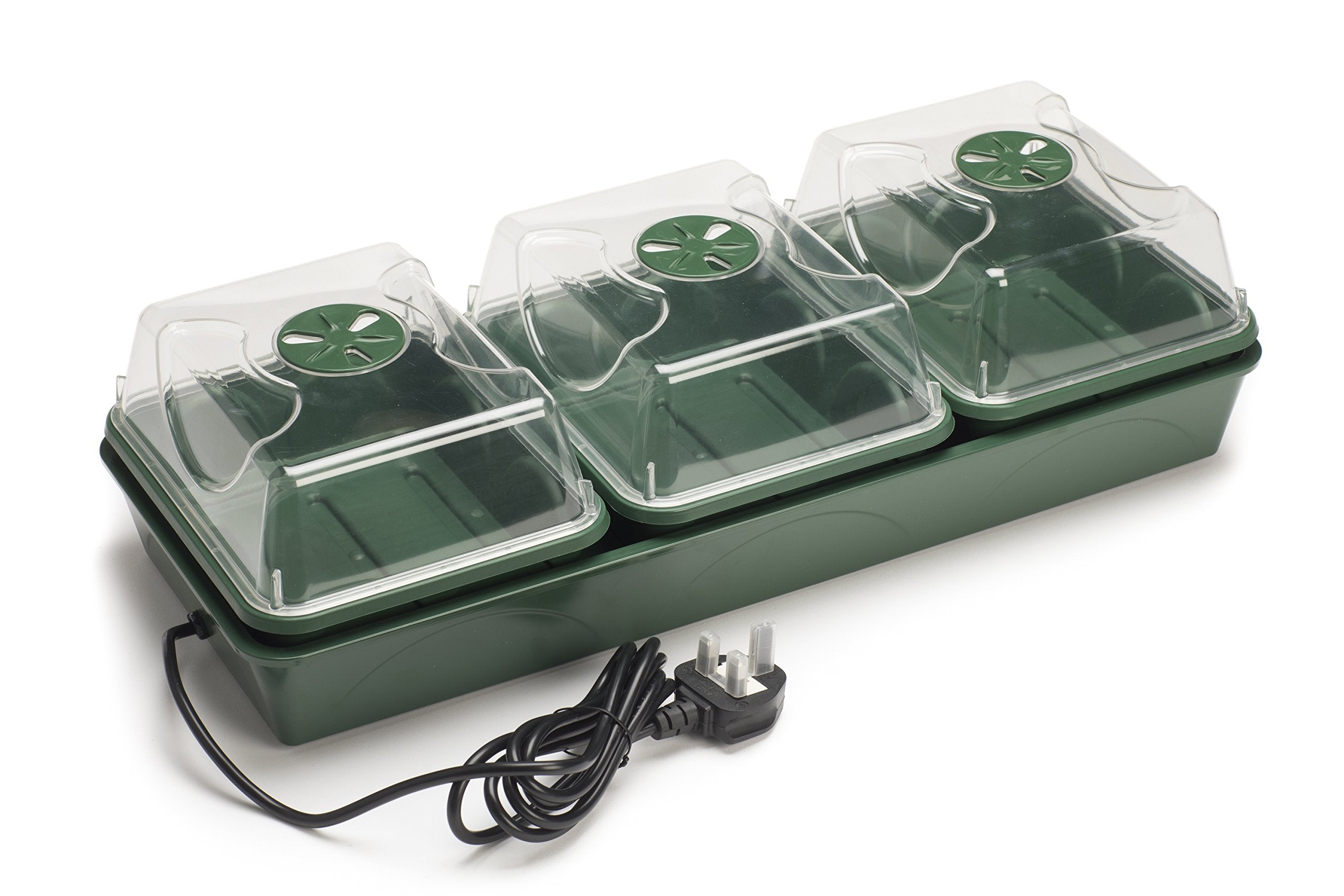 EarlyGrow Heated 3-Bay Windowsill Propagator | Shatter Resistant Plastic