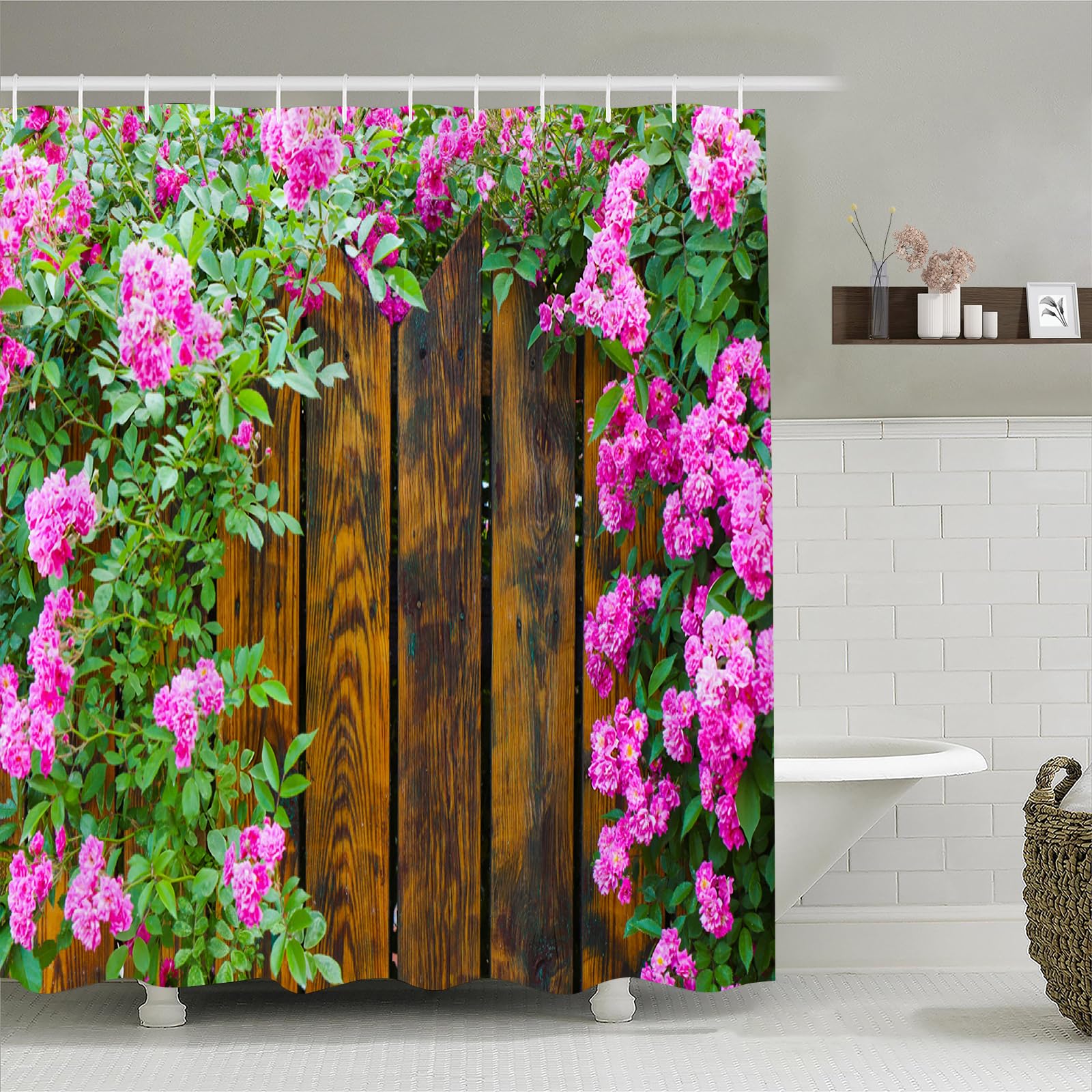 Jolof Store Garden Scene 3D Shower Curtain | Waterproof Polyester Fabric