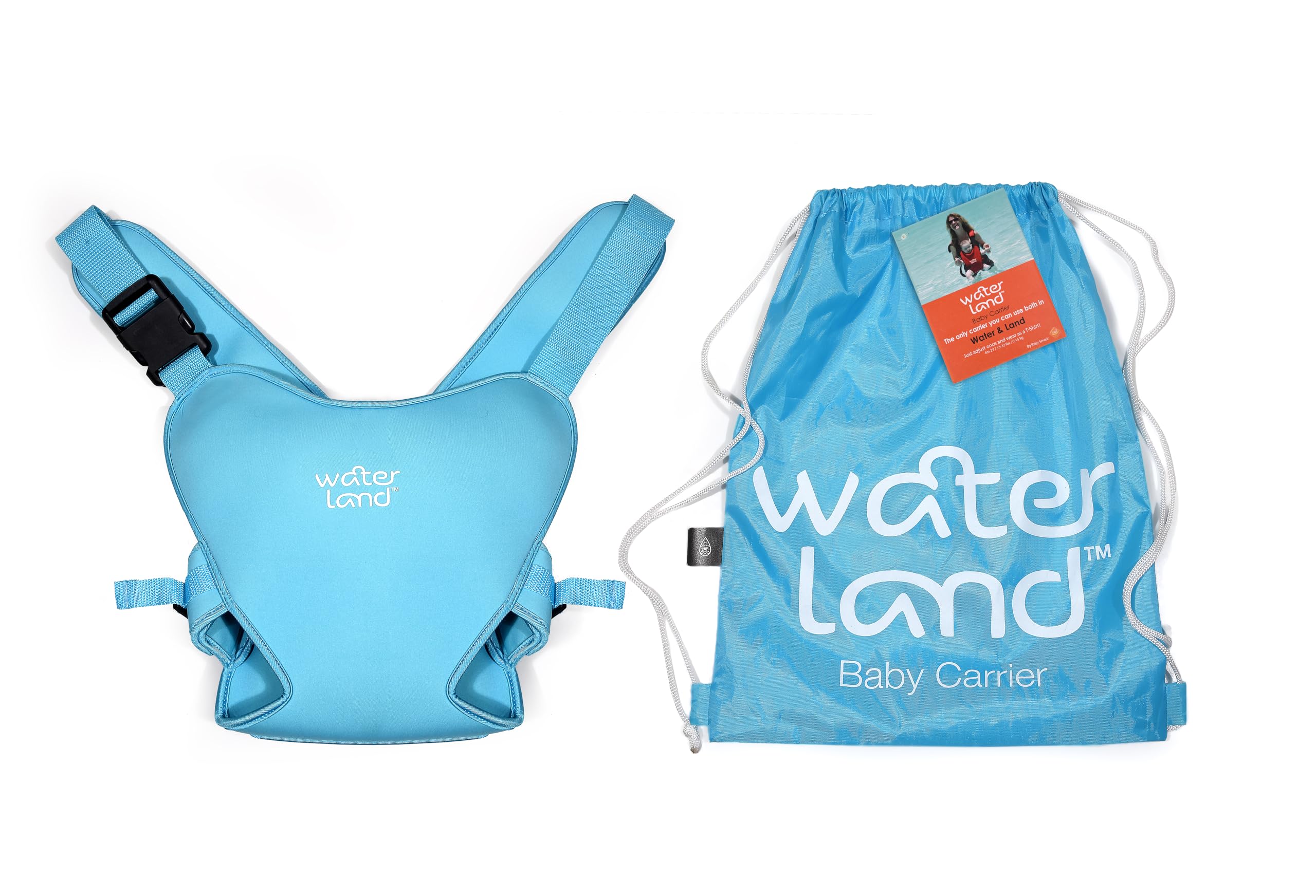 WaterLand Neoprene Baby Carrier – Waterproof Land & Water Seat, Light Blue