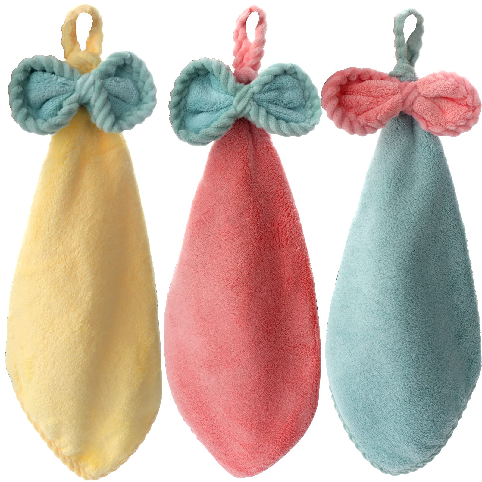 Hanging Microfibre Hand Towels – 3 Pack Coral Fleece