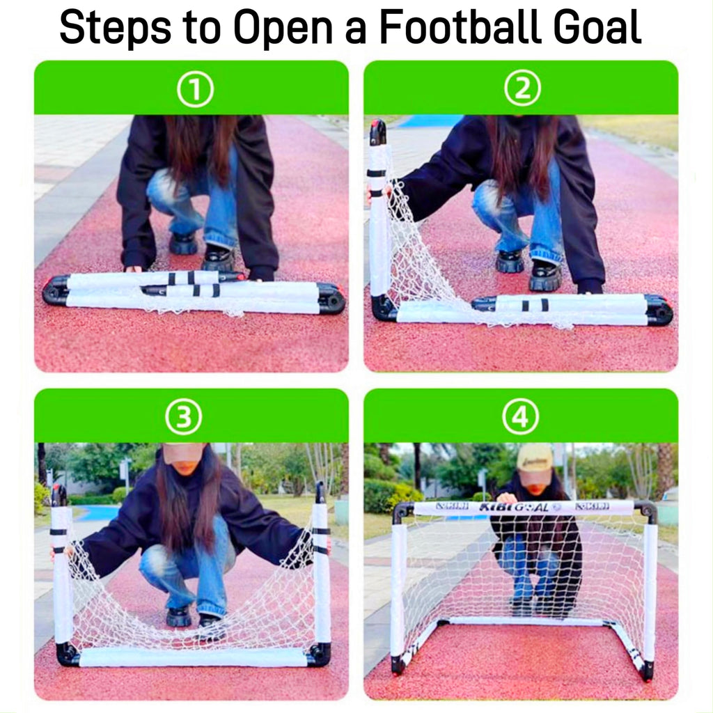 KiBiGOAL Foldable Kids Football Goal Set | Portable Mini Soccer Net