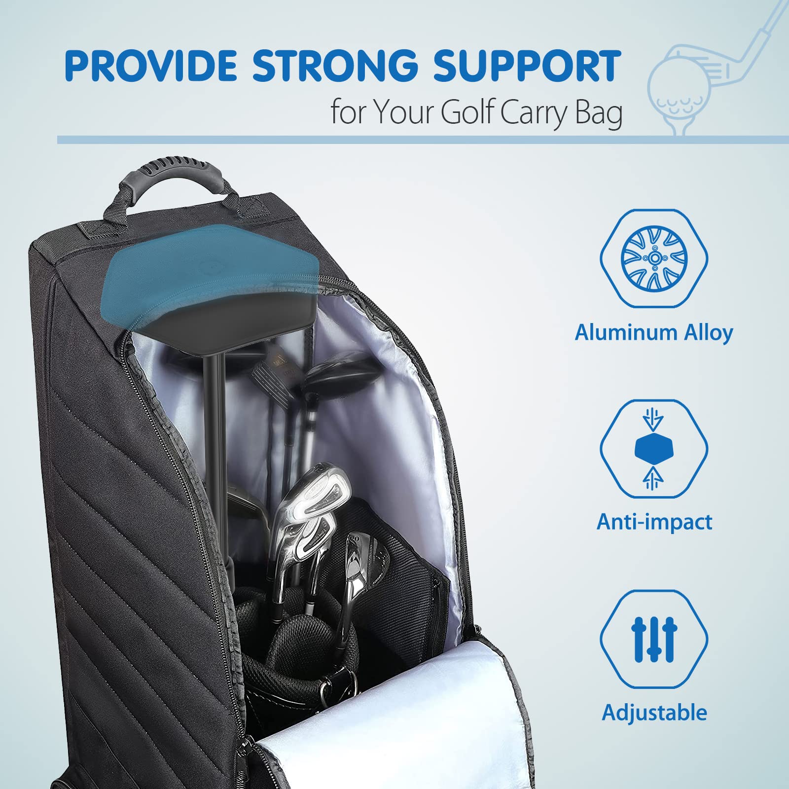 Rhino Valley Telescopic Golf Bag Support Rod – Aluminum Travel Protector