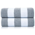 SweetNeedle Cotton Beach Towels Pack of 2 – Silver Cabana Striped