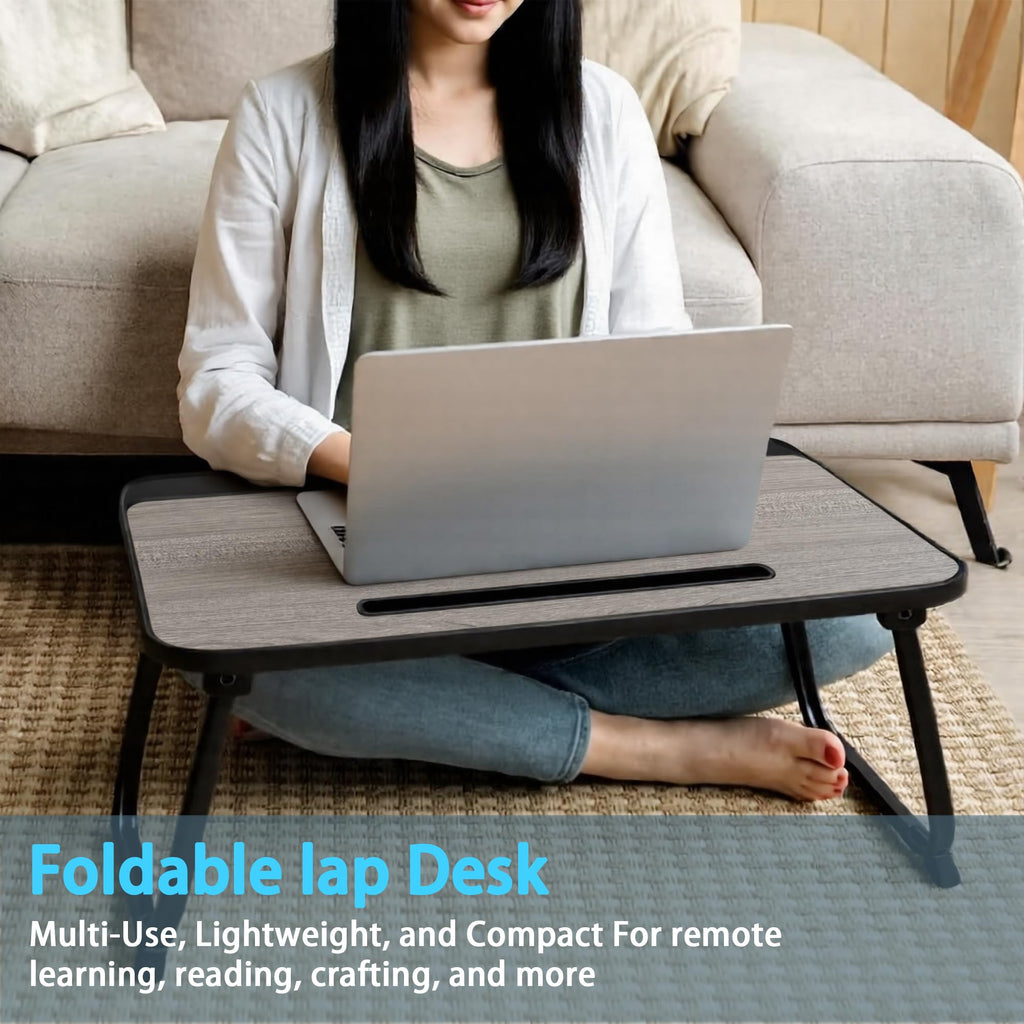 Lap Desk, Bed Table with Drawer, for Laptop, Reading, Writing, Eating & Watching Movies on Bed, Sofa, or Floor, Office and Home Grey