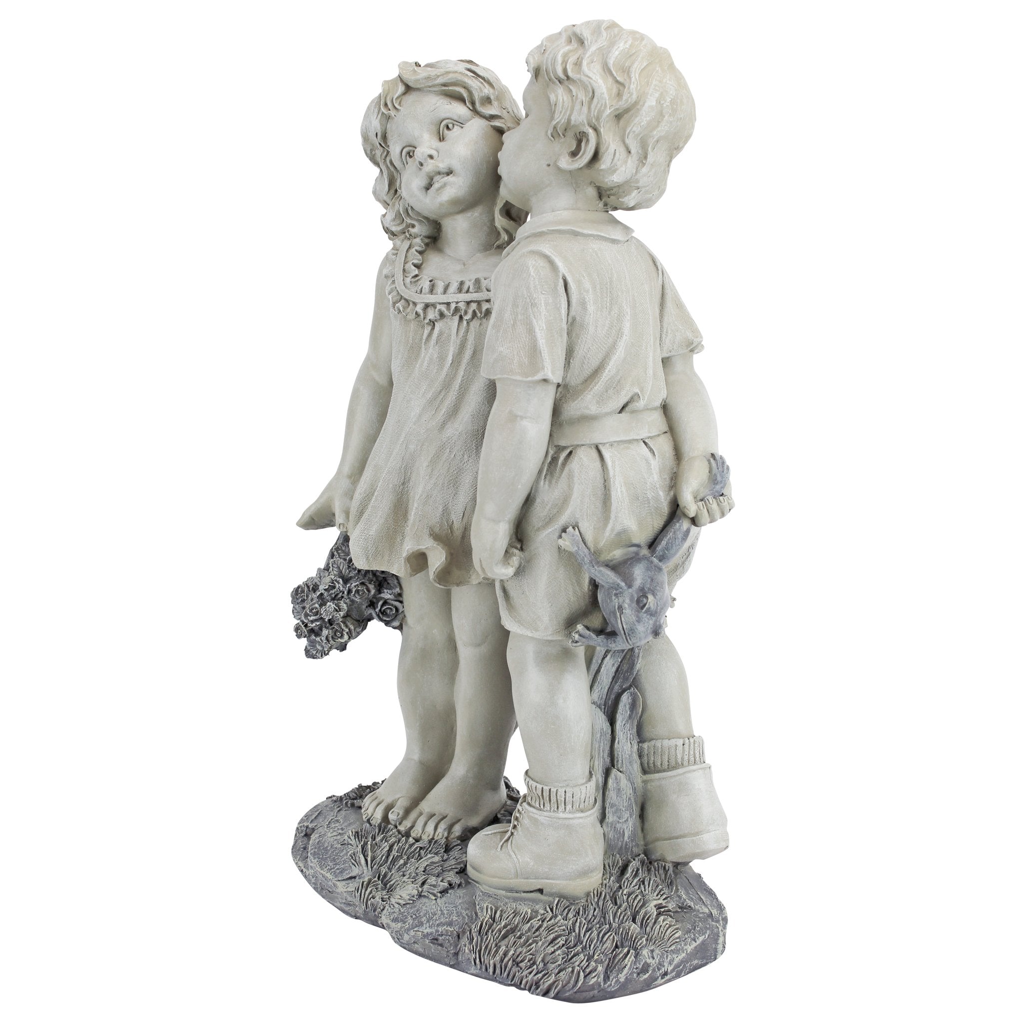 Design Toscano Young Sweethearts Kissing Children Garden Statue, 22 Inch