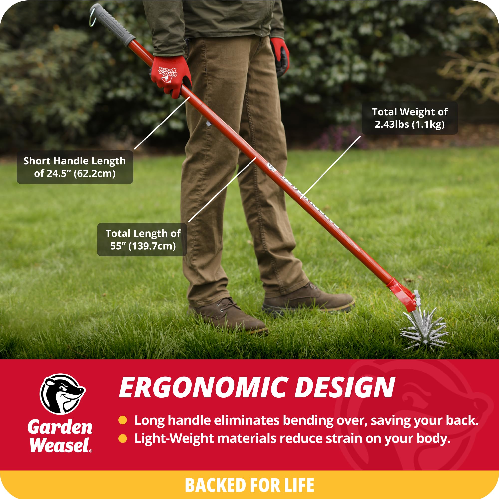 Garden Weasel Rotary Cultivator & Hand Tiller – 2-in-1 Soil Aerator