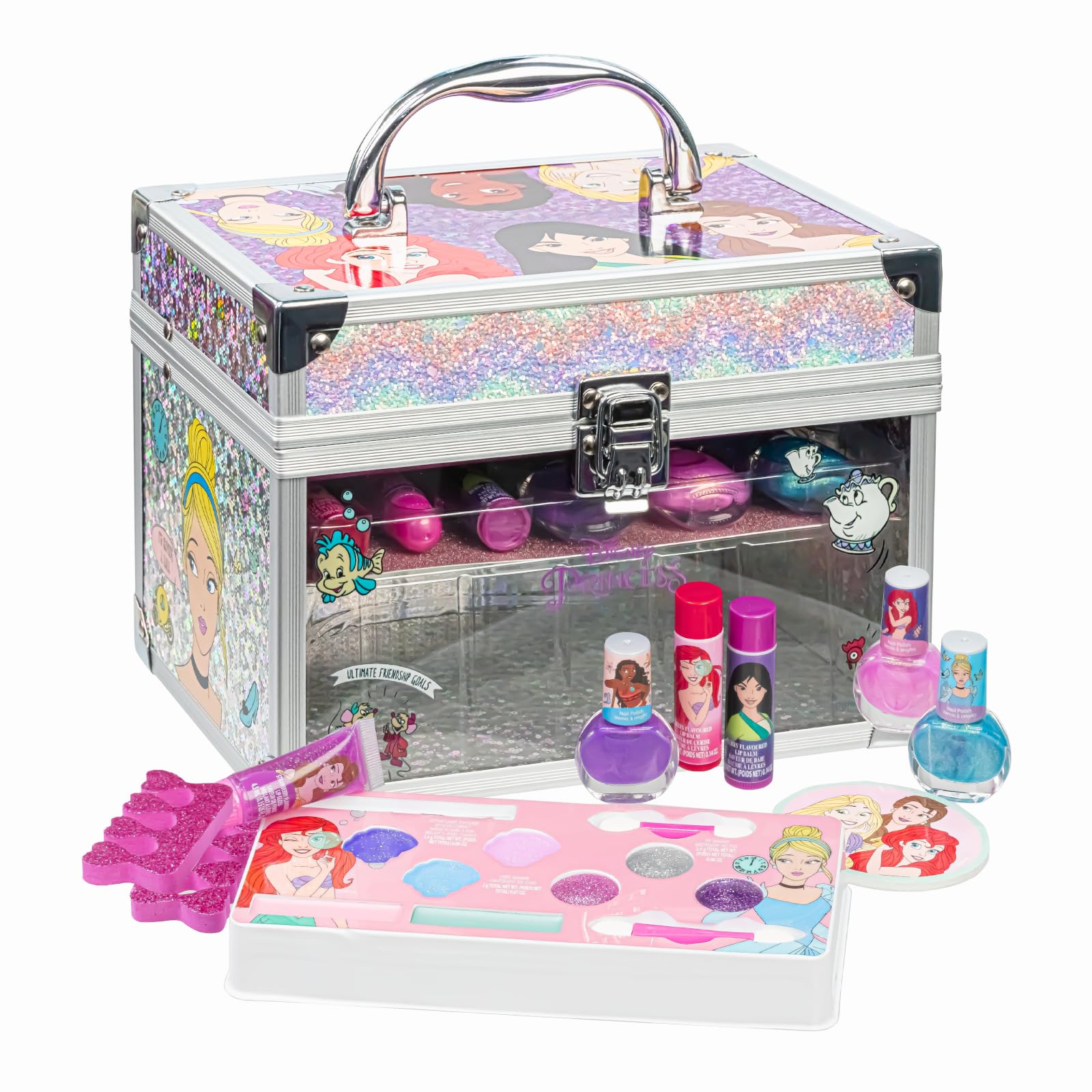 Disney Princess Kids Makeup Train Case Set by Townley Girl – Ages 3+