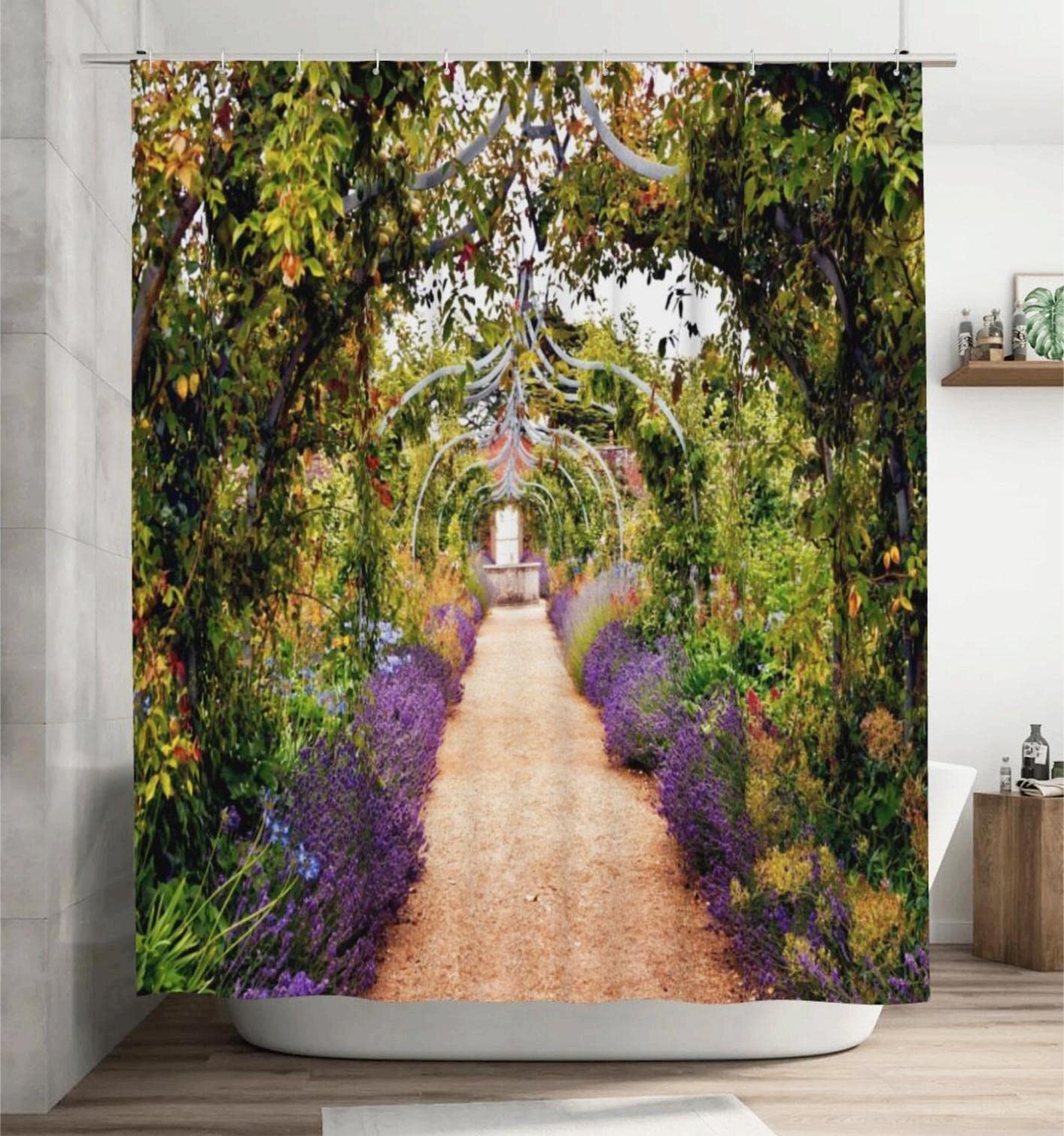 SRJ2018 Floral Garden Shower Curtain | Waterproof & Quick-Dry - 183x183cm