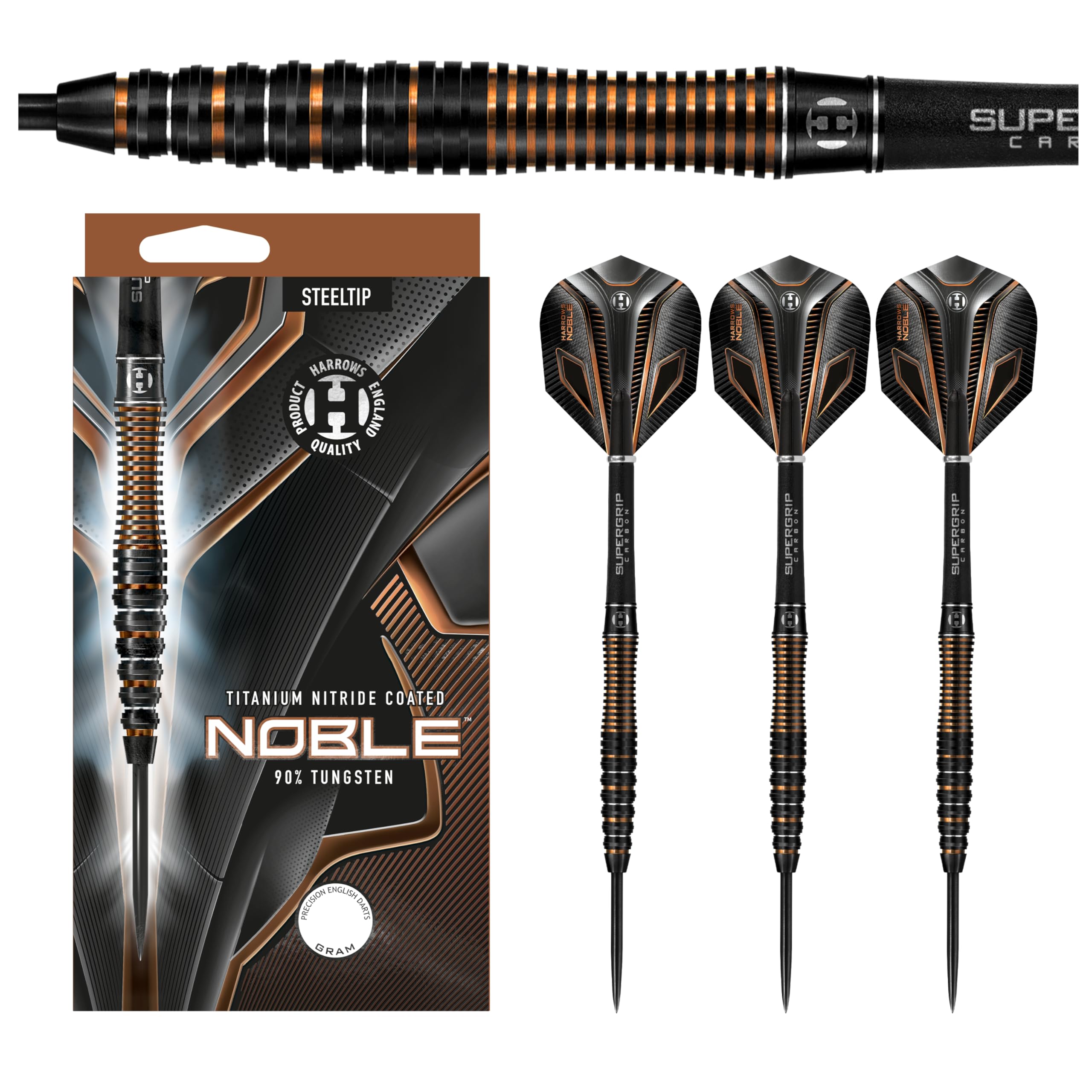 Harrows Noble 90% Tungsten Steel Tip Darts Set – 25g Professional Darts