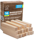 BeaverCraft Basswood Carving Blocks – 16-Piece Beginner Whittling Set