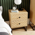 Jolof Store Aztec Bedside Table – 2 Drawer Oak Effect Nightstand